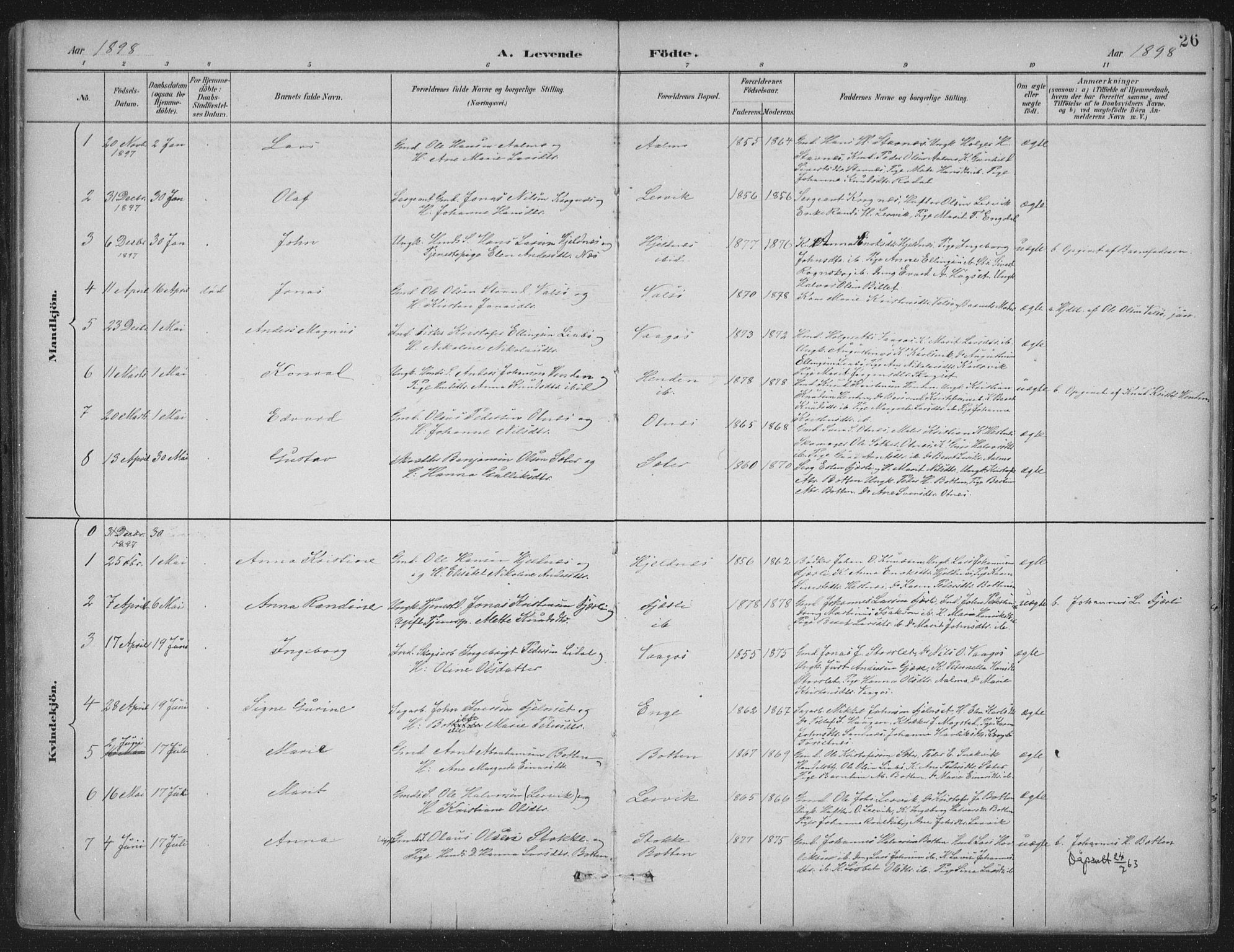Ministerialprotokoller, klokkerbøker og fødselsregistre - Møre og Romsdal, SAT/A-1454/580/L0925: Ministerialbok nr. 580A02, 1888-1913, s. 26