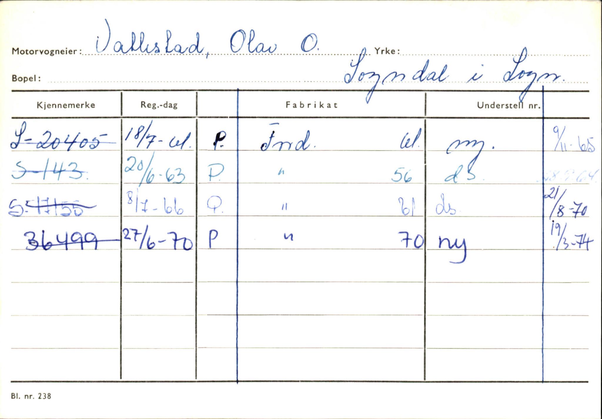Statens vegvesen, Sogn og Fjordane vegkontor, AV/SAB-A-5301/4/F/L0125: Eigarregister Sogndal V-Å. Aurland A-Å. Fjaler A-N, 1945-1975, s. 34
