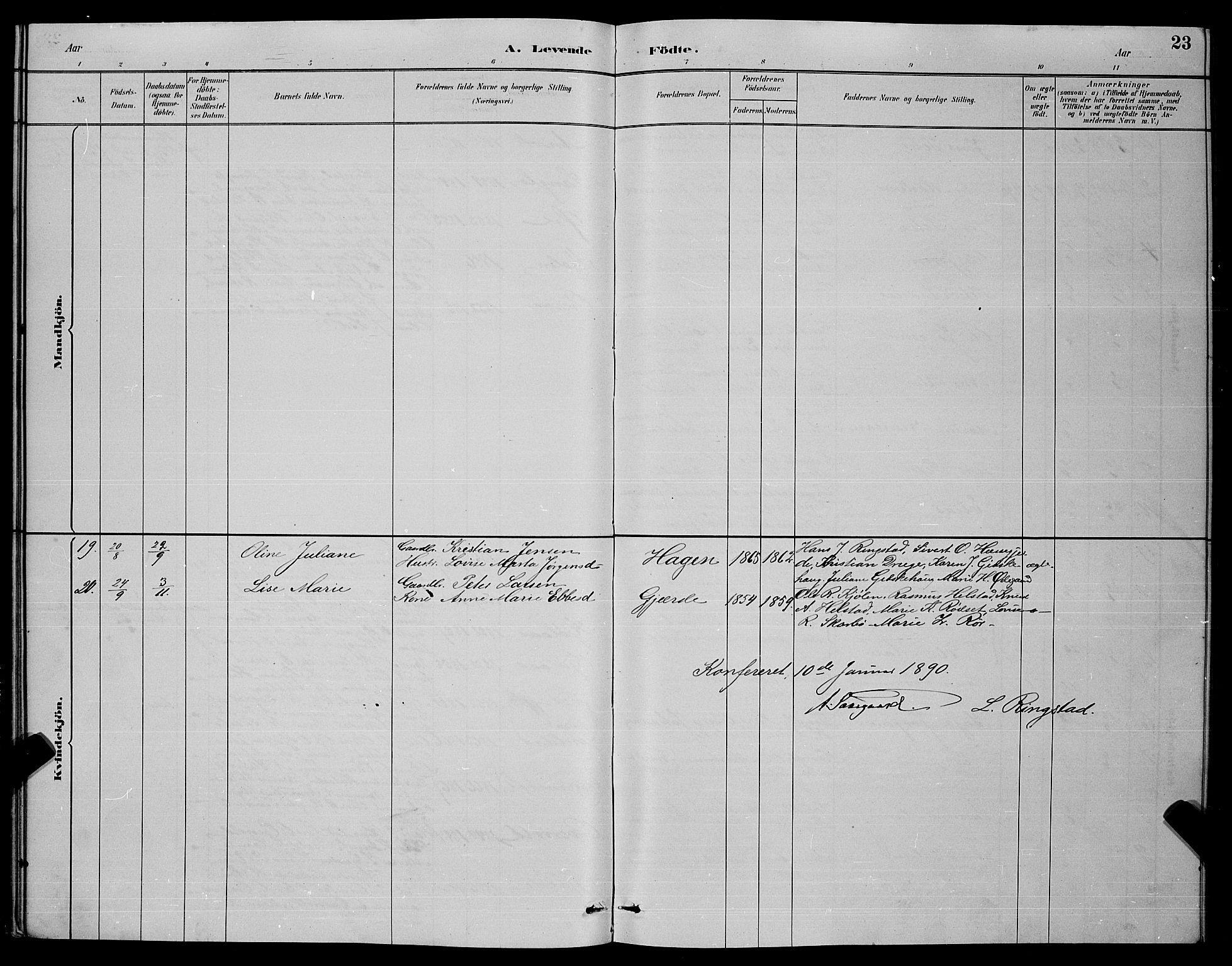Ministerialprotokoller, klokkerbøker og fødselsregistre - Møre og Romsdal, SAT/A-1454/520/L0292: Klokkerbok nr. 520C04, 1882-1901, s. 23