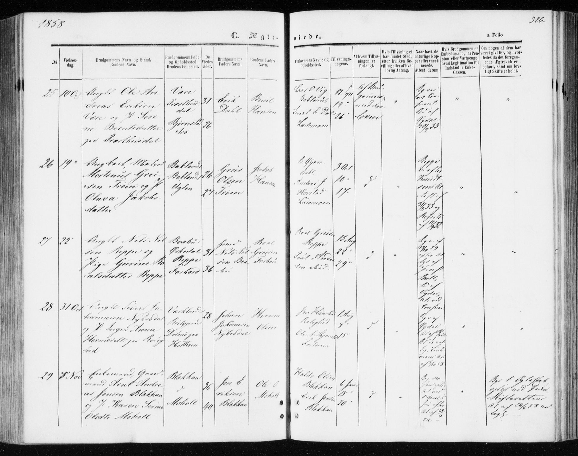 Ministerialprotokoller, klokkerbøker og fødselsregistre - Sør-Trøndelag, SAT/A-1456/606/L0292: Ministerialbok nr. 606A07, 1856-1865, s. 326