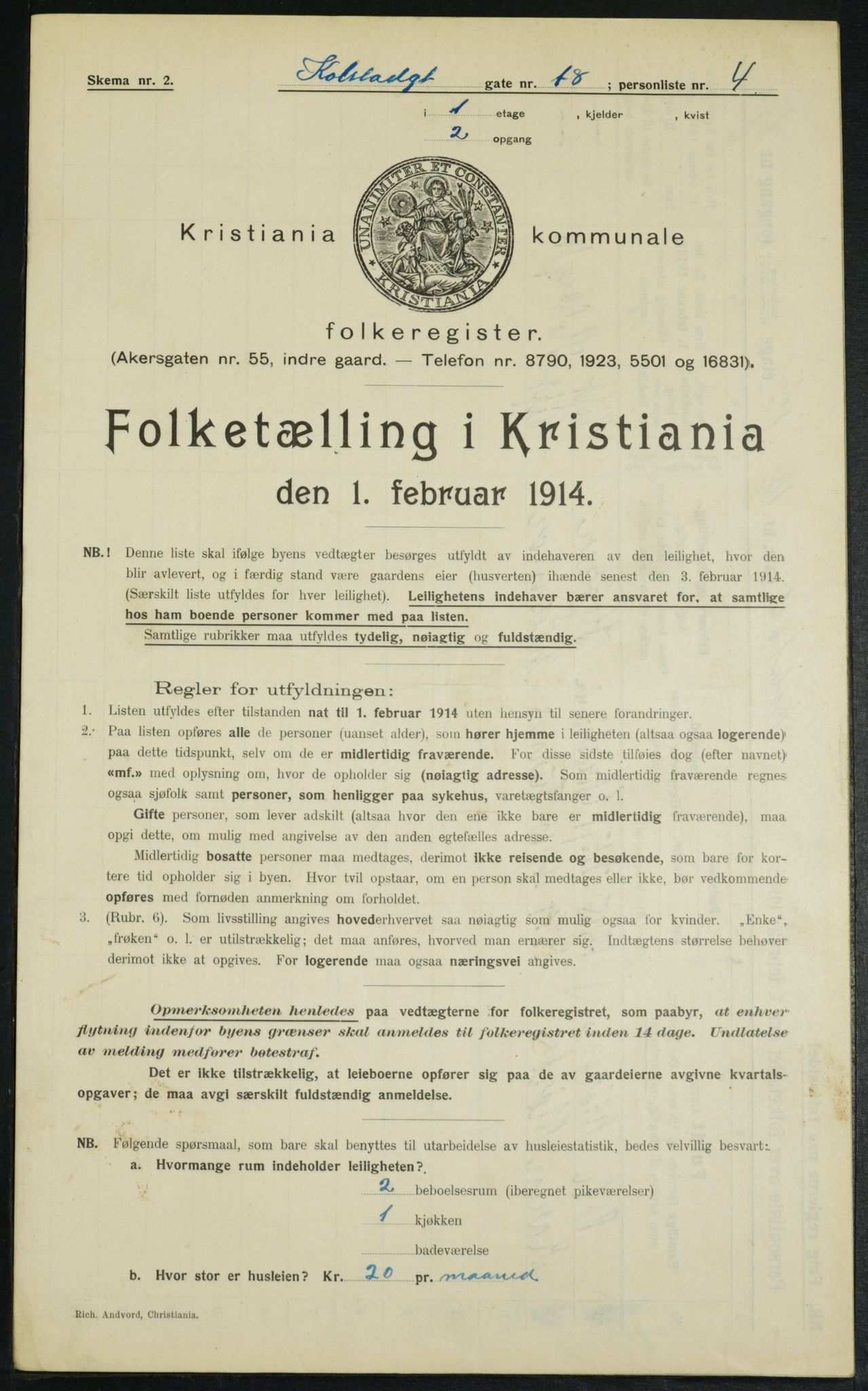 OBA, Kommunal folketelling 1.2.1914 for Kristiania, 1914, s. 52367