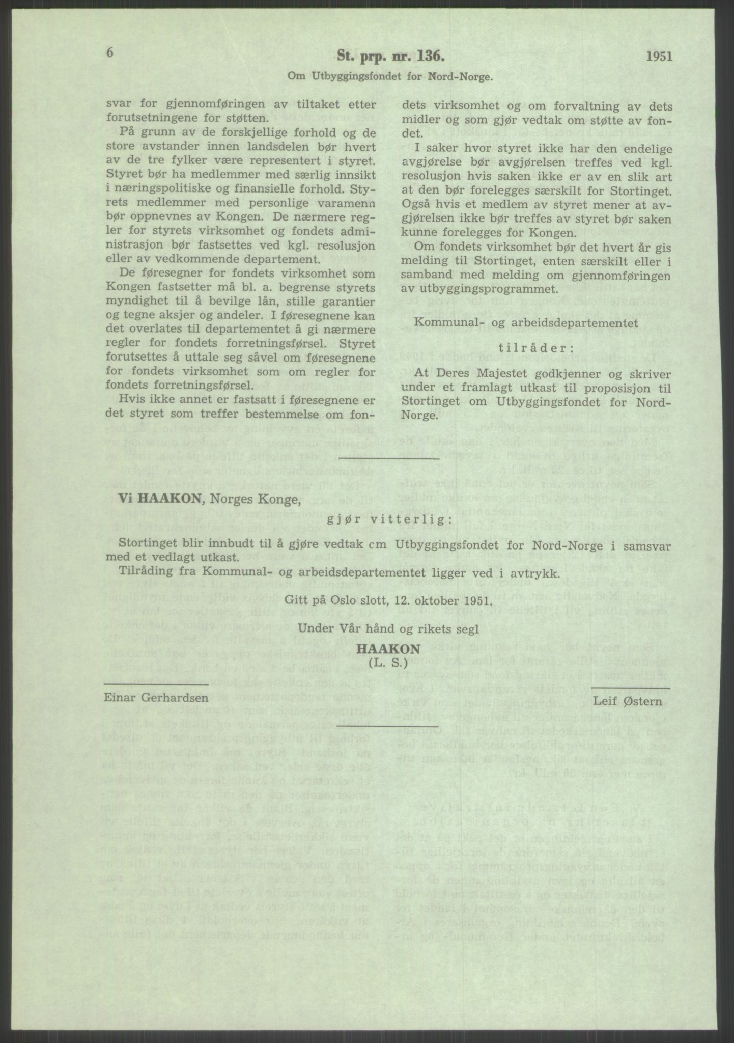Høyres Hovedorganisasjon, RA/PA-0583/1/D/Dd/L0131: 21 Stortinget/23 Statsministeren. Regjeringen, 1951-1965, s. 1220