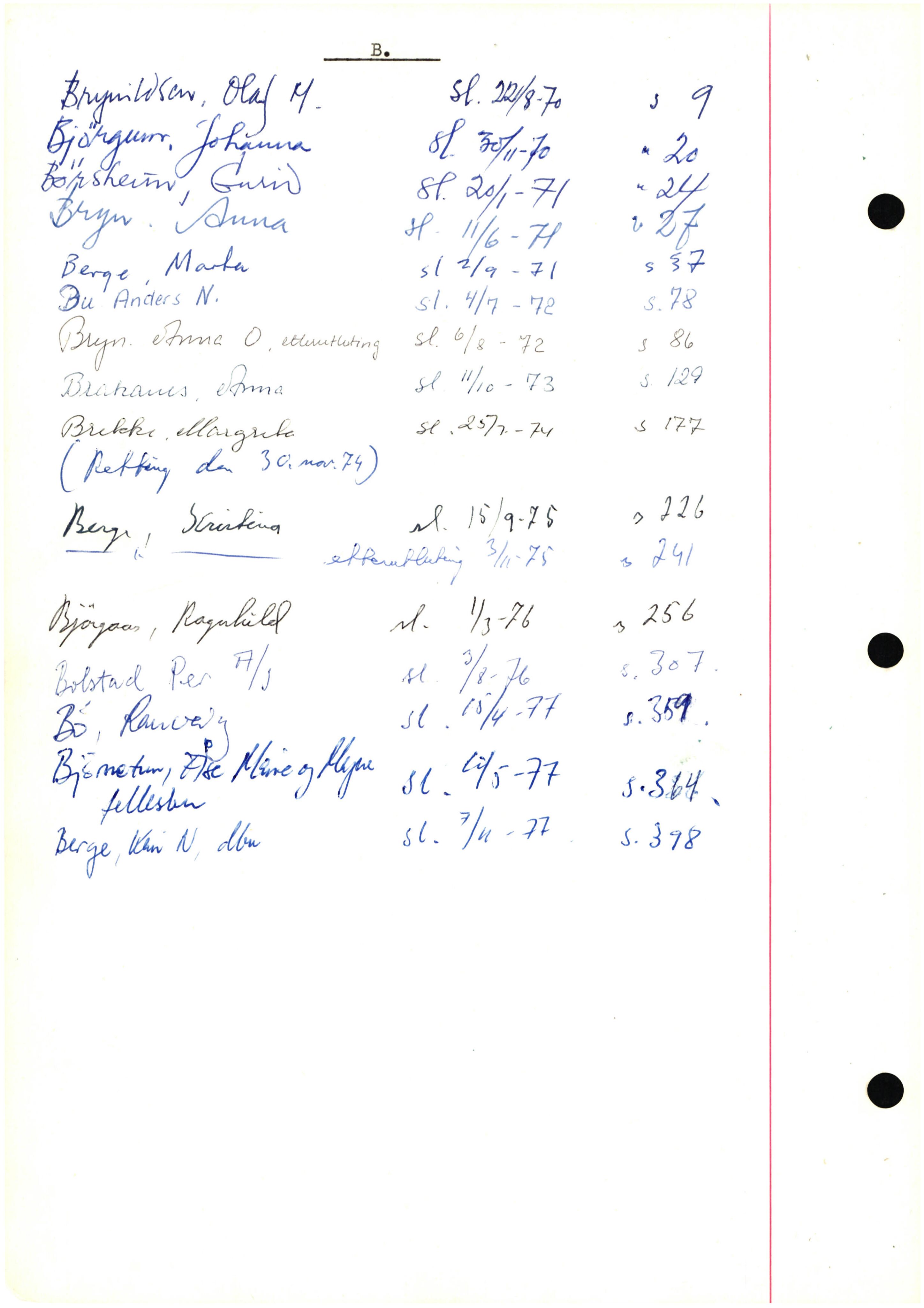 Voss sorenskrivar, AV/SAB-A-2701/H/Hba/L0007: Skifteutlodningsprotokollar , 1970-1978