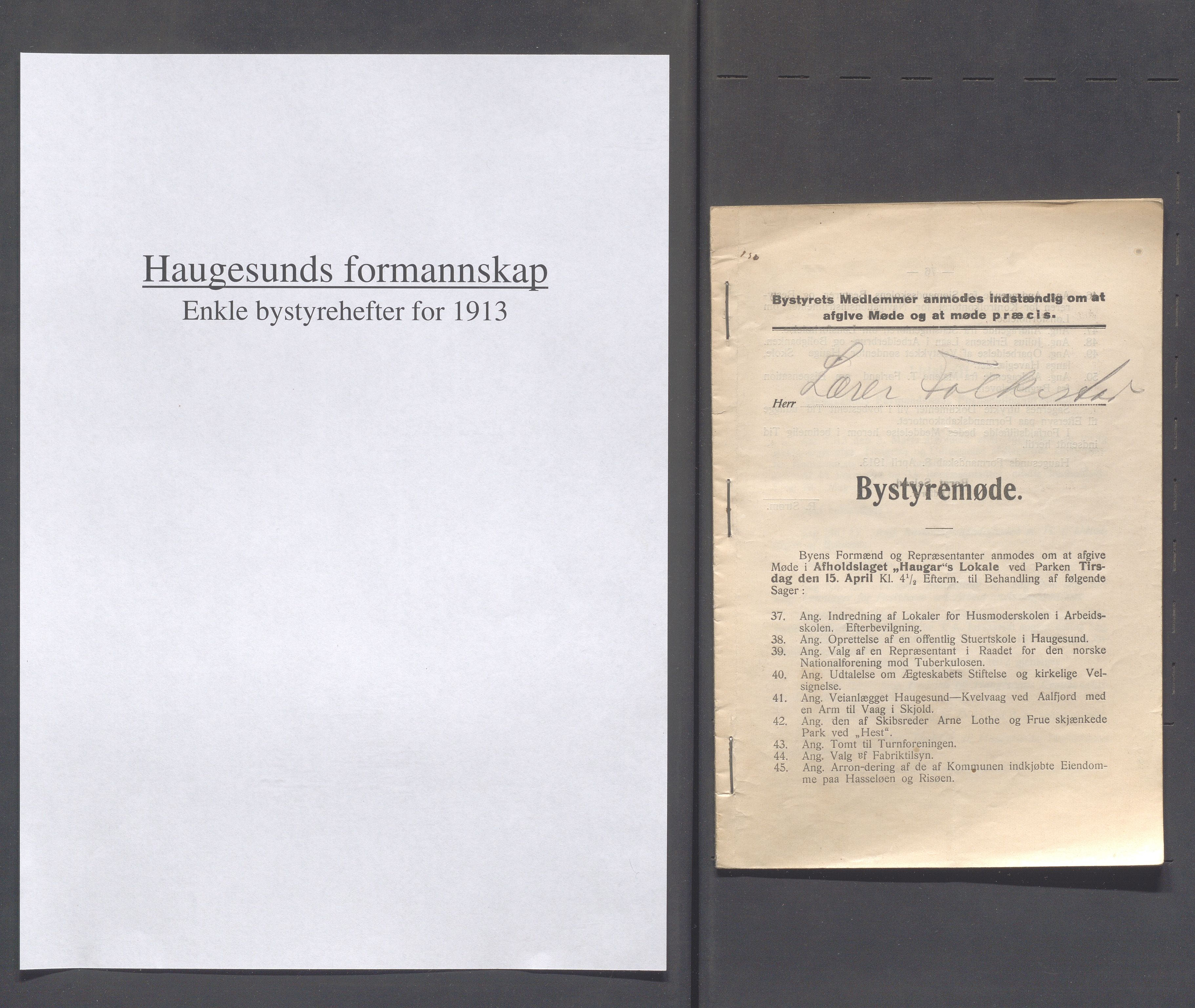 Haugesund kommune - Formannskapet og Bystyret, IKAR/A-740/A/Abb/L0002: Bystyreforhandlinger, 1908-1917, s. 469