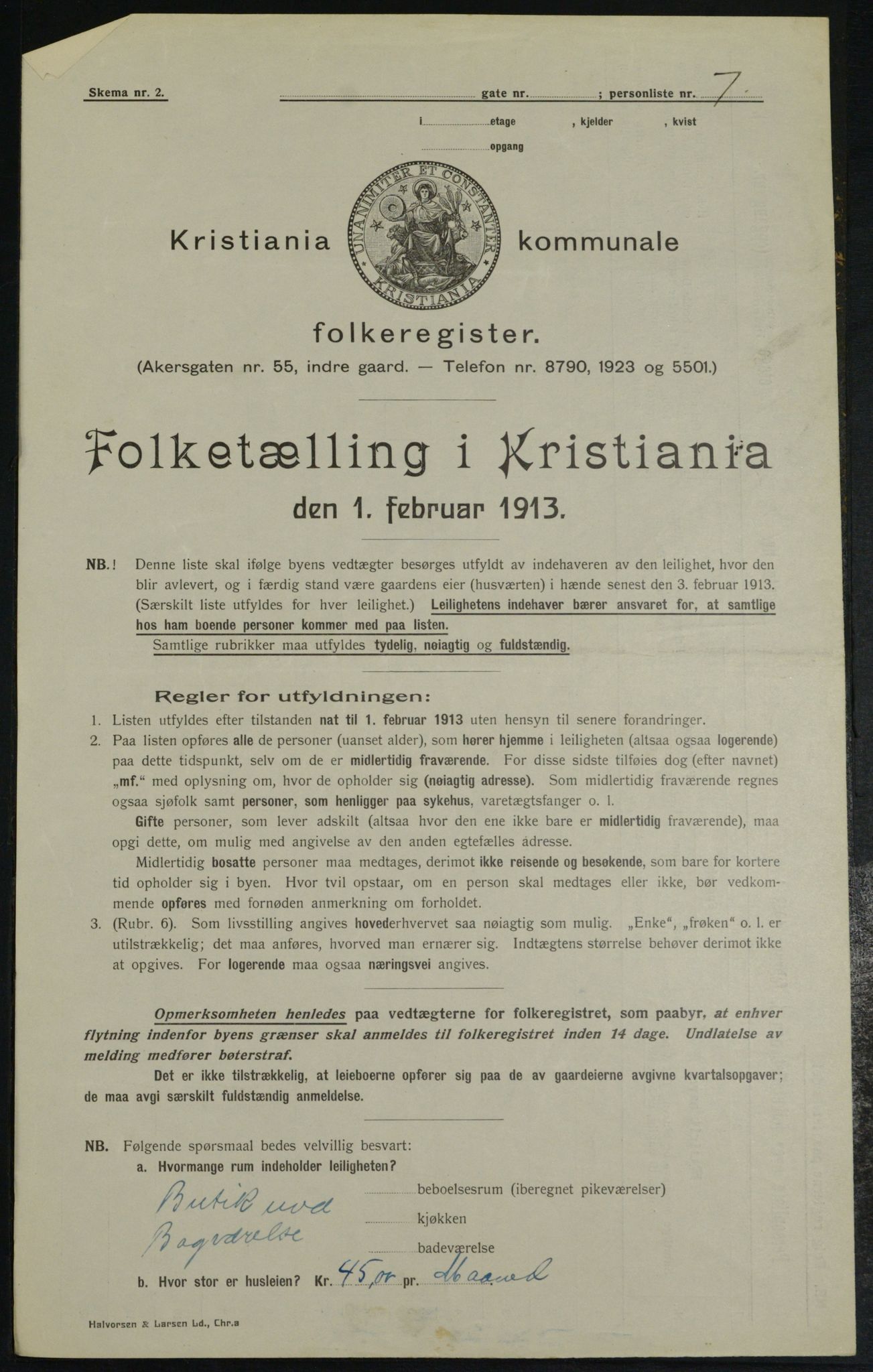 OBA, Kommunal folketelling 1.2.1913 for Kristiania, 1913, s. 3318