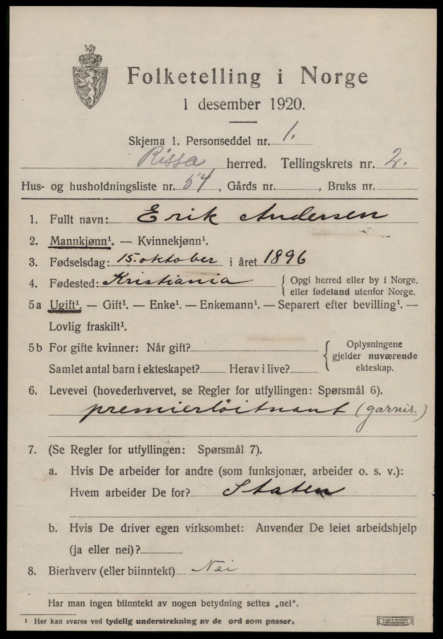 SAT, Folketelling 1920 for 1624 Rissa herred, 1920, s. 2323