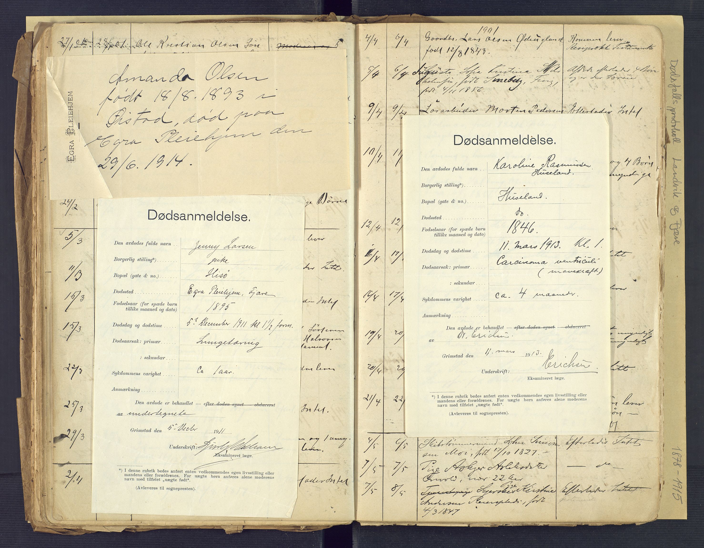 Landvik og Fjære lensmannskontor, SAK/1241-0027/F/Fe/L0001: Dødsfallsprotokoll Landvik og Fjære nr 137, 1878-1915