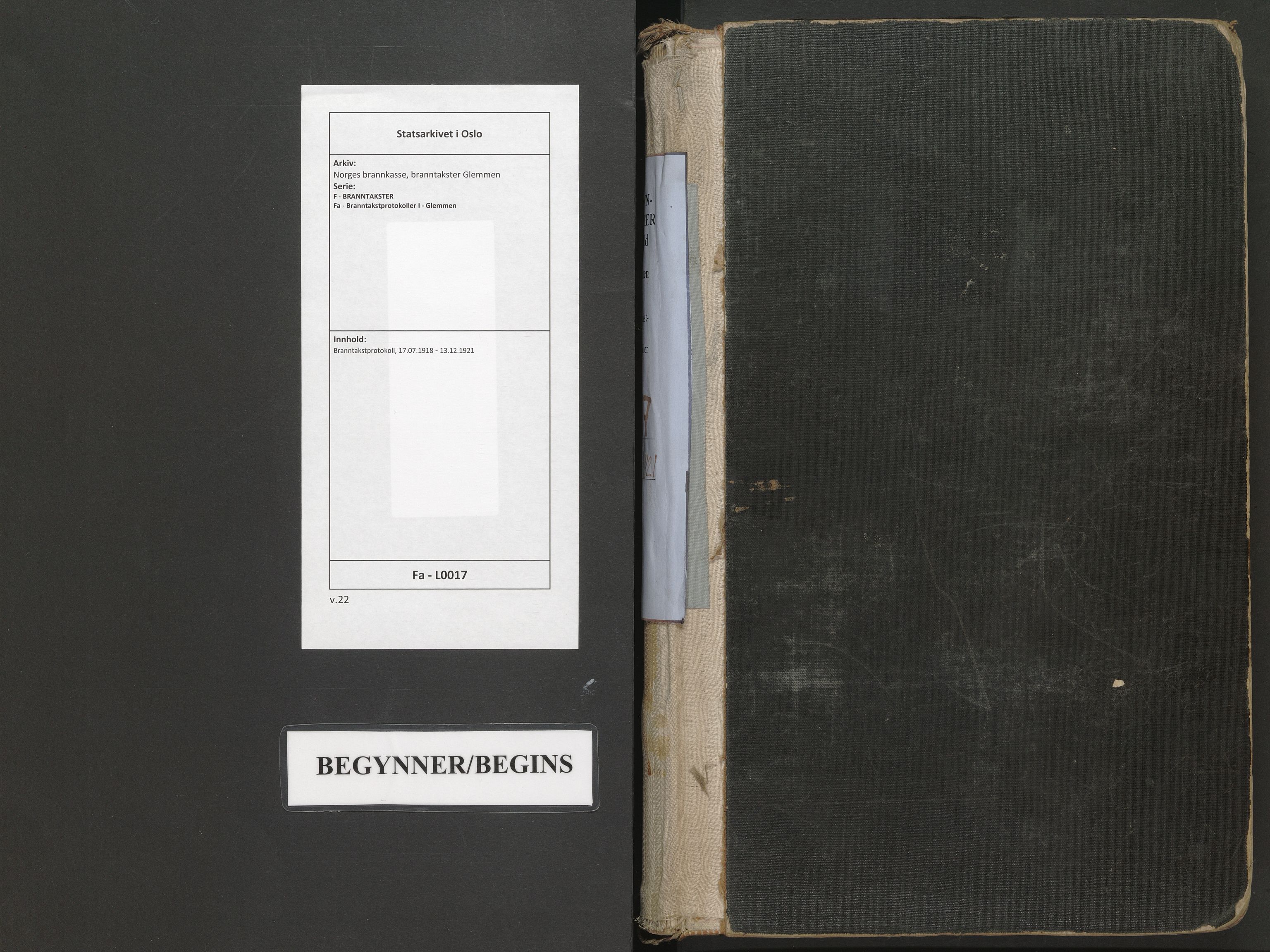 Norges brannkasse, branntakster Glemmen, AV/SAO-A-11362/F/Fa/L0017: Branntakstprotokoll, 1918-1921
