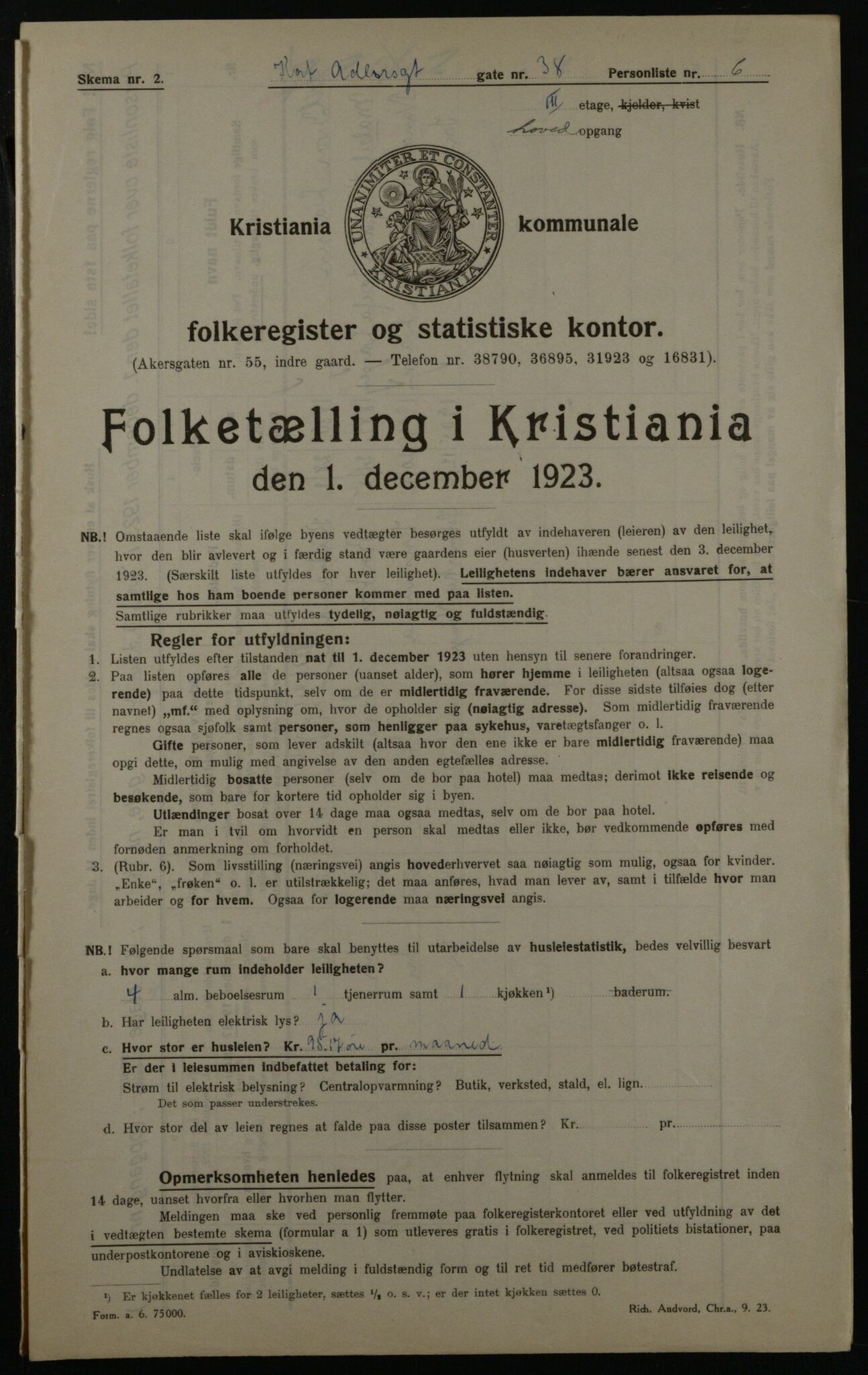 OBA, Kommunal folketelling 1.12.1923 for Kristiania, 1923, s. 15838