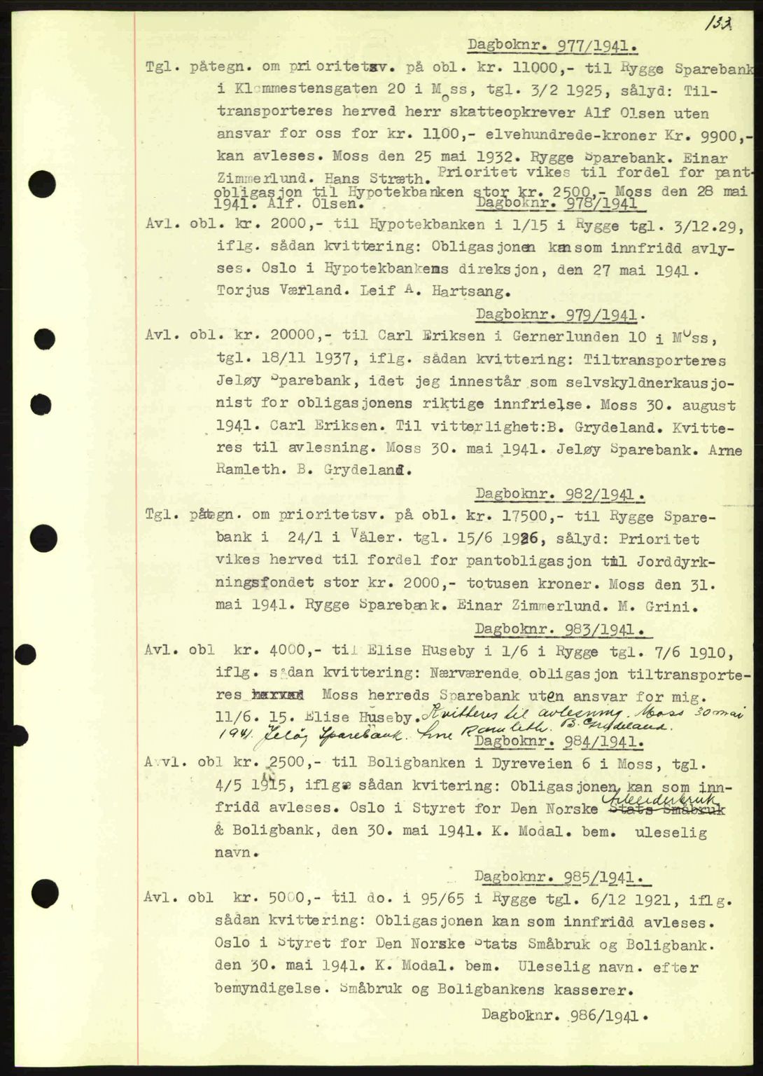 Moss sorenskriveri, SAO/A-10168: Pantebok nr. B10, 1940-1941, Dagboknr: 977/1941