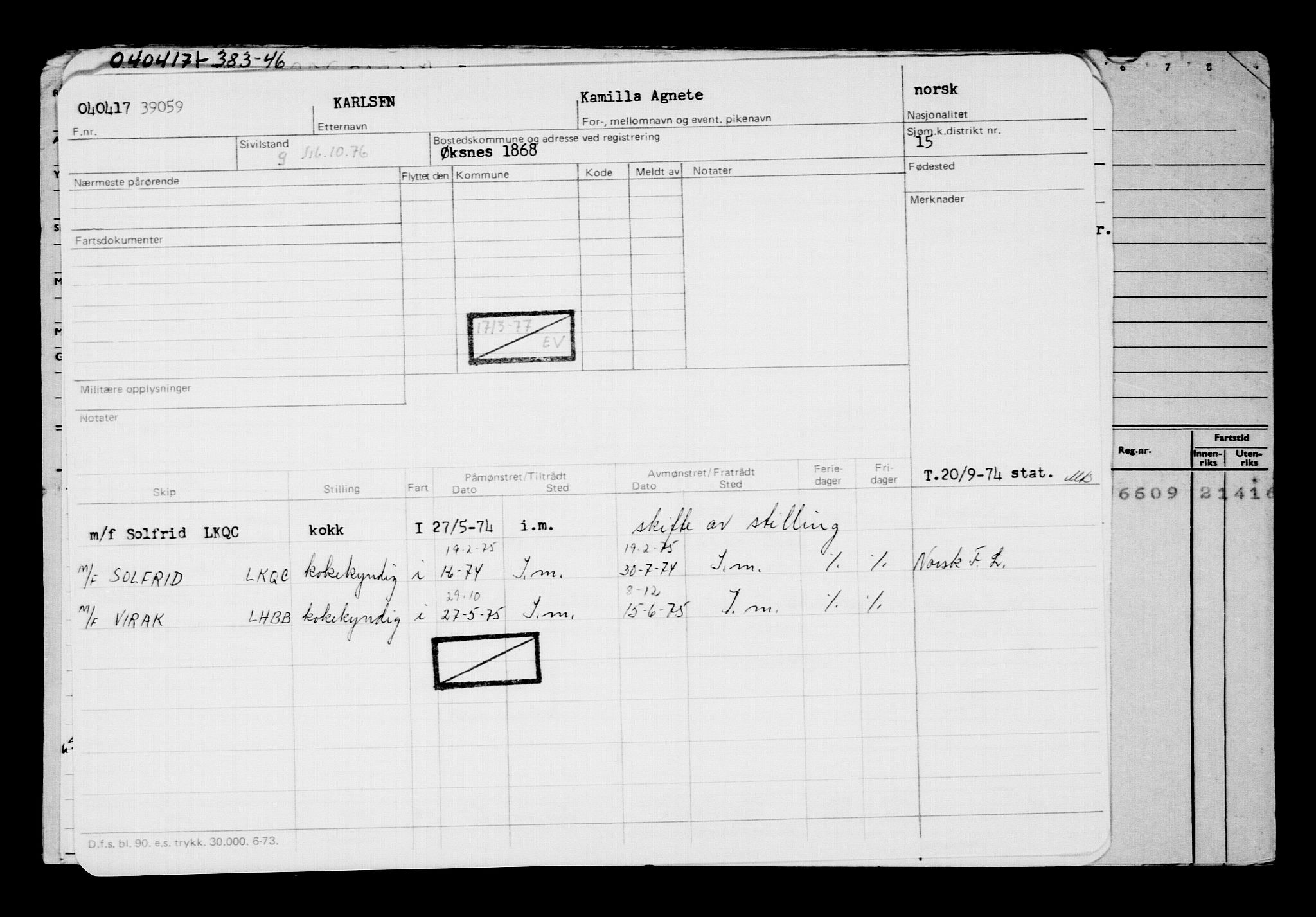 Direktoratet for sjømenn, AV/RA-S-3545/G/Gb/L0147: Hovedkort, 1917, s. 442