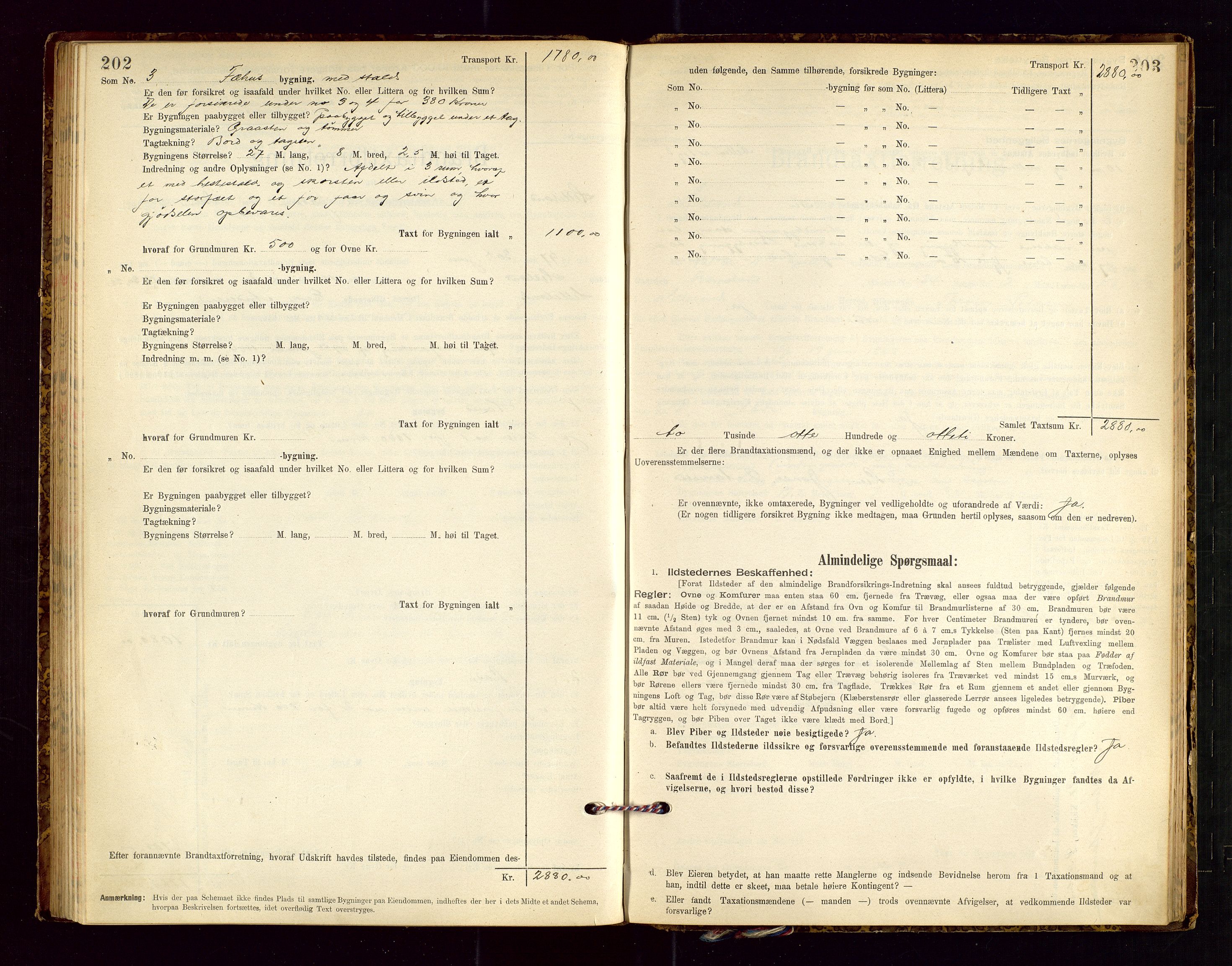 Helleland lensmannskontor, SAST/A-100209/Gob/L0001: "Brandtaxationsprotokol", 1896-1919, s. 202-203
