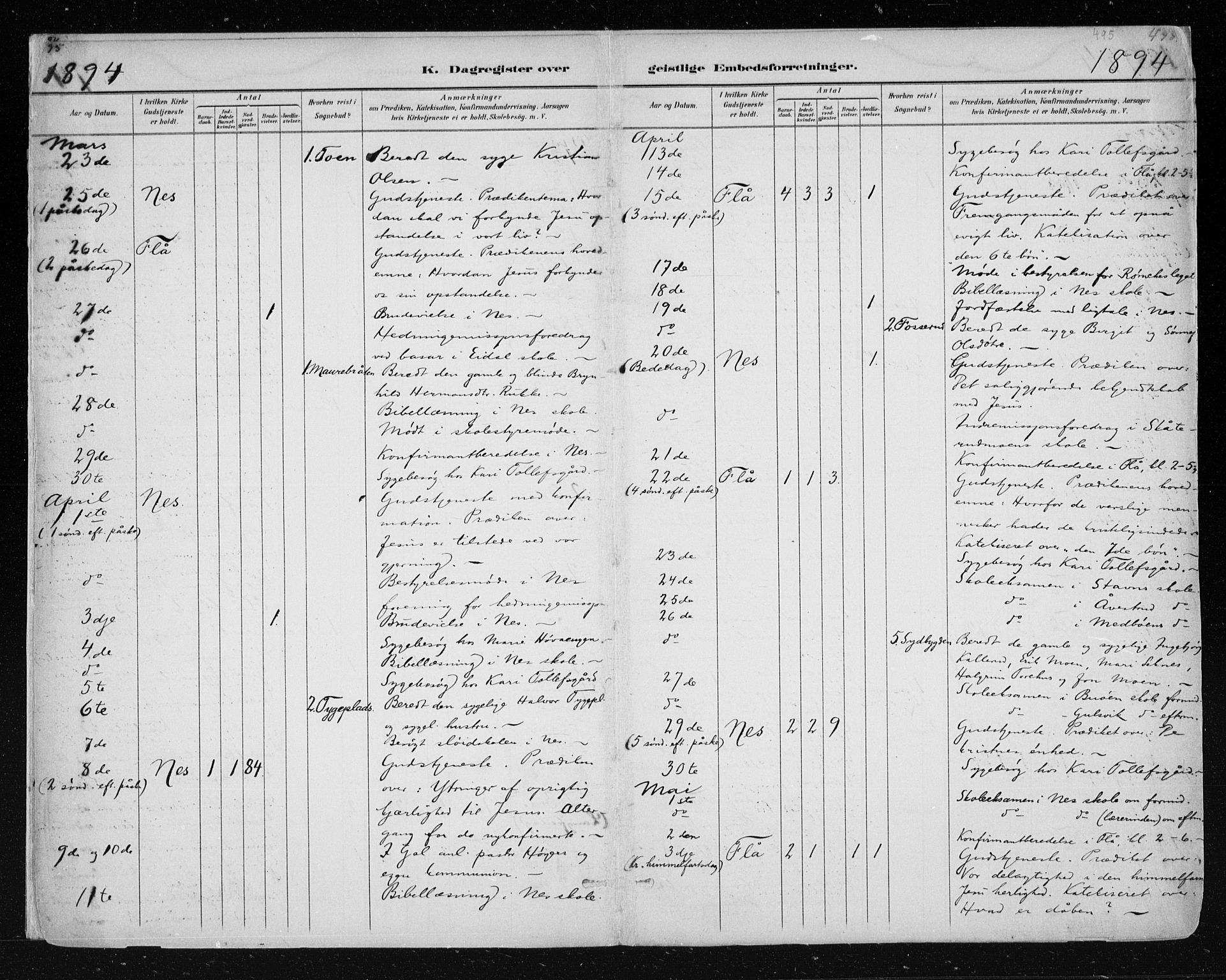 Nes kirkebøker, AV/SAKO-A-236/F/Fa/L0011: Ministerialbok nr. 11, 1881-1912, s. 495