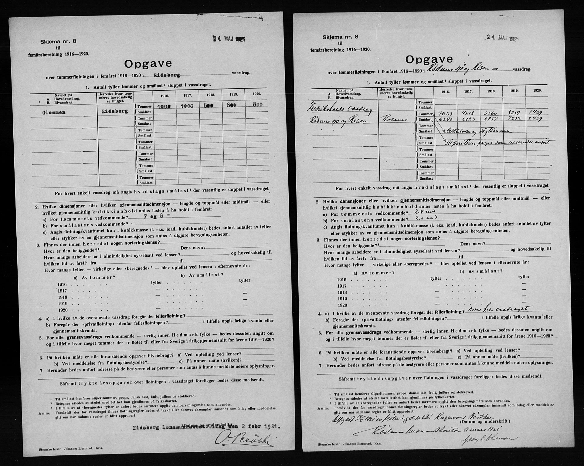 Statistisk sentralbyrå, Næringsøkonomiske emner, Generelt - Amtmennenes femårsberetninger, AV/RA-S-2233/F/Fa/L0128: --, 1916-1920, s. 106