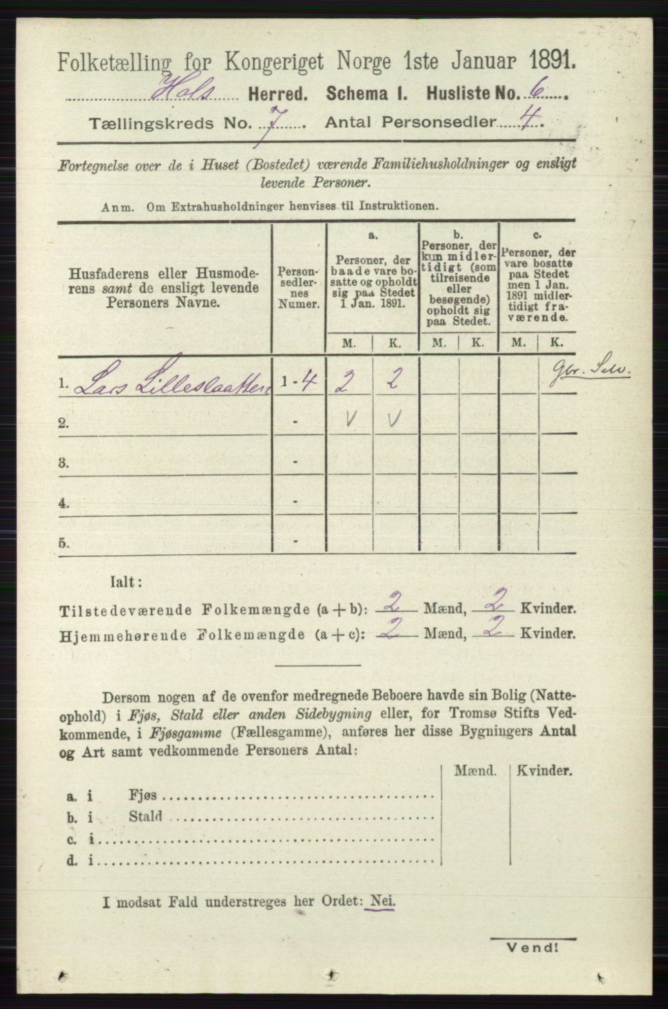 RA, Folketelling 1891 for 0620 Hol herred, 1891, s. 1981