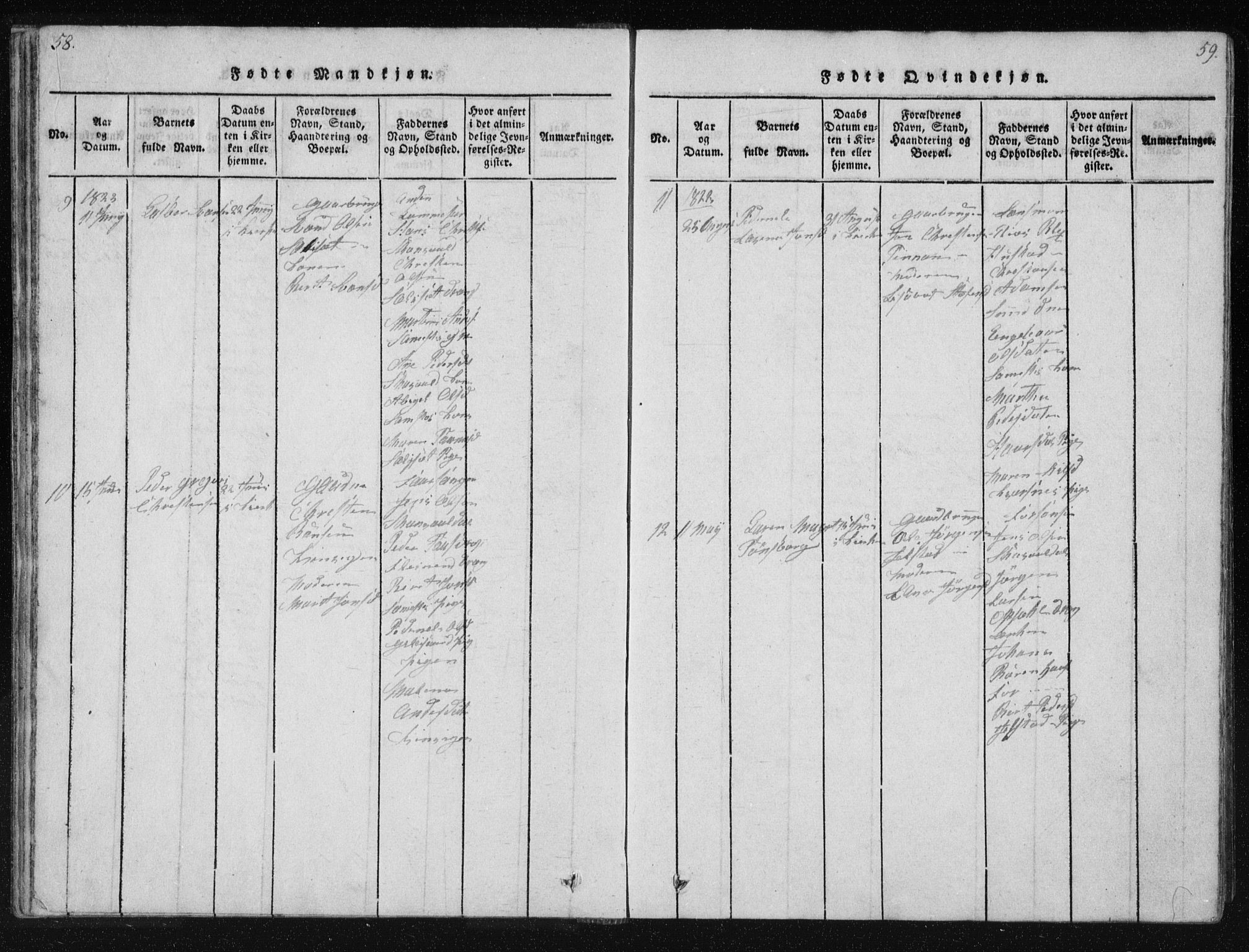 Ministerialprotokoller, klokkerbøker og fødselsregistre - Nordland, AV/SAT-A-1459/805/L0096: Ministerialbok nr. 805A03, 1820-1837, s. 58-59
