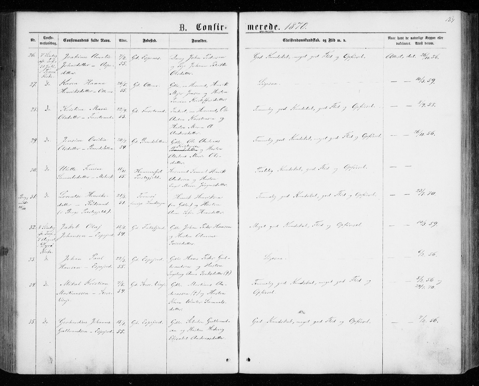 Tranøy sokneprestkontor, AV/SATØ-S-1313/I/Ia/Iaa/L0008kirke: Ministerialbok nr. 8, 1867-1877, s. 164