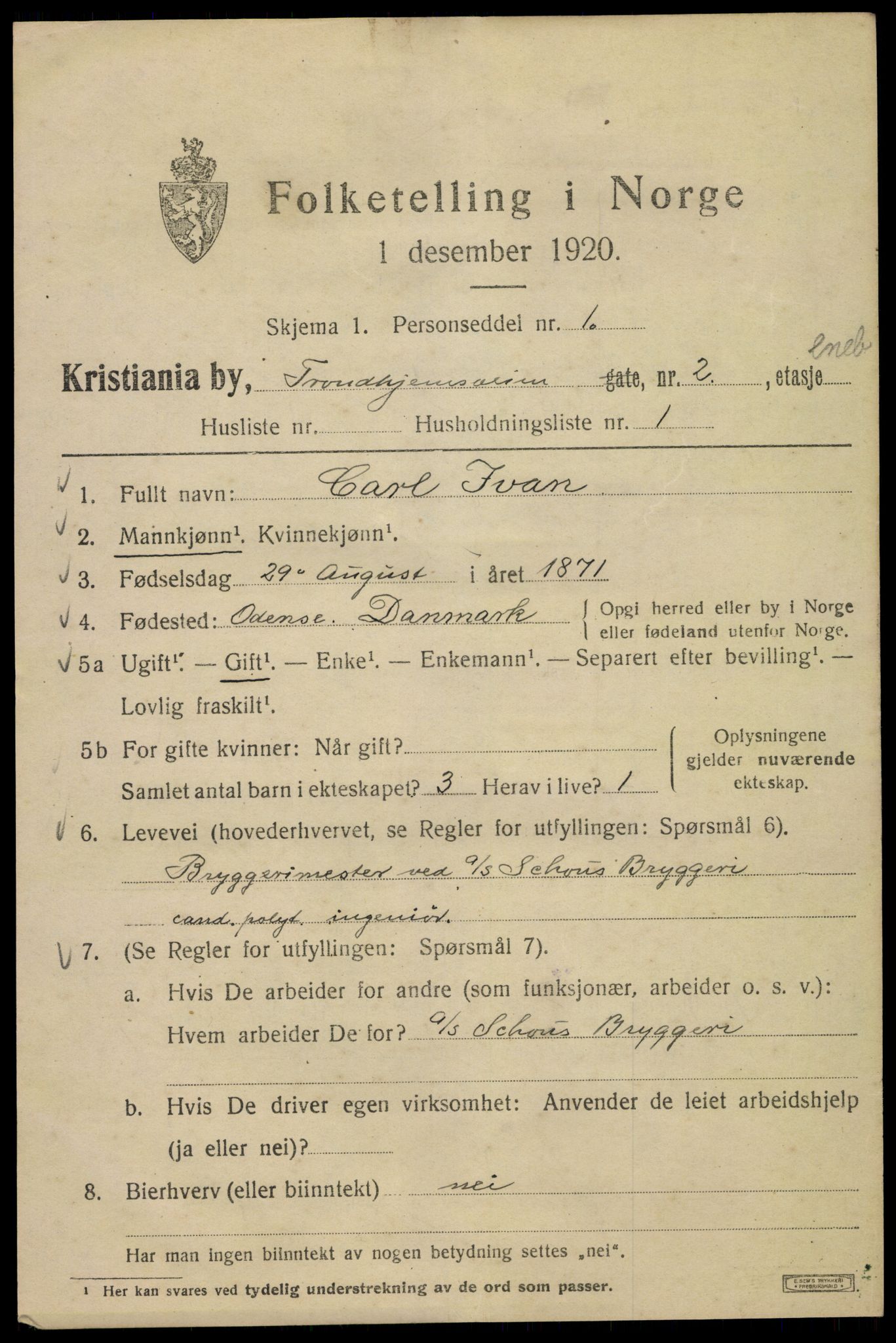 SAO, Folketelling 1920 for 0301 Kristiania kjøpstad, 1920, s. 598377