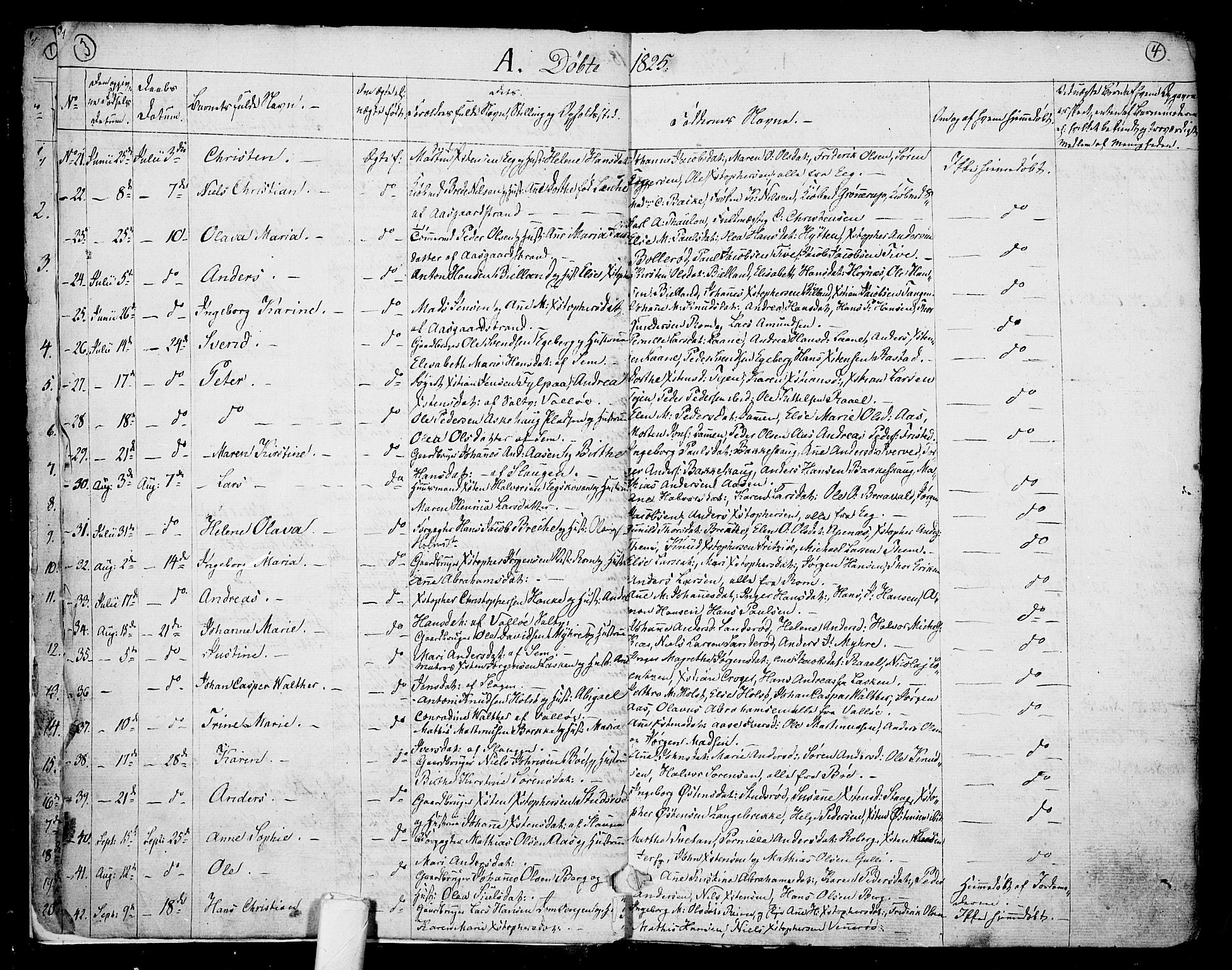 Sem kirkebøker, AV/SAKO-A-5/F/Fa/L0005: Ministerialbok nr. I 5, 1825-1842, s. 3-4