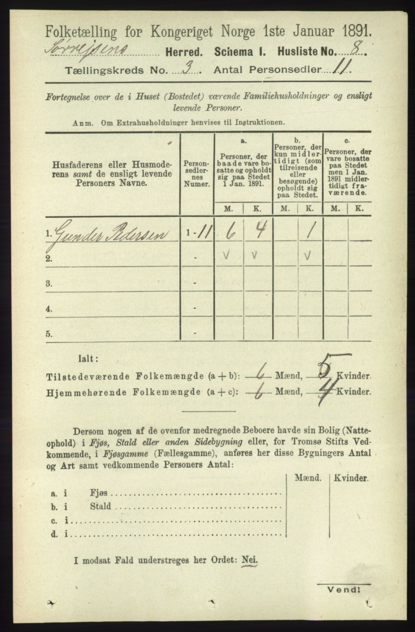 RA, Folketelling 1891 for 1925 Sørreisa herred, 1891, s. 651