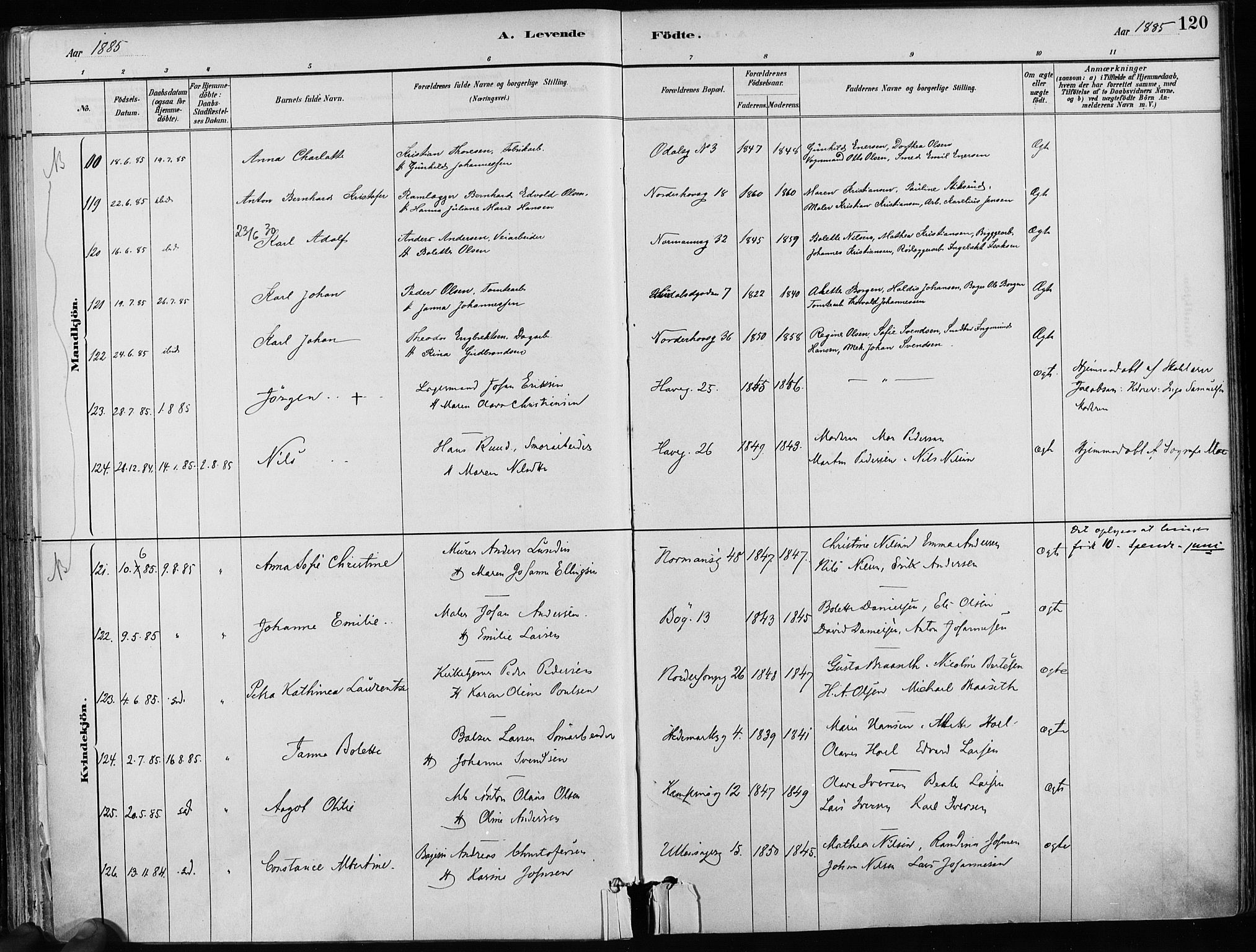 Kampen prestekontor Kirkebøker, SAO/A-10853/F/Fa/L0001: Ministerialbok nr. I 1, 1880-1886, s. 120
