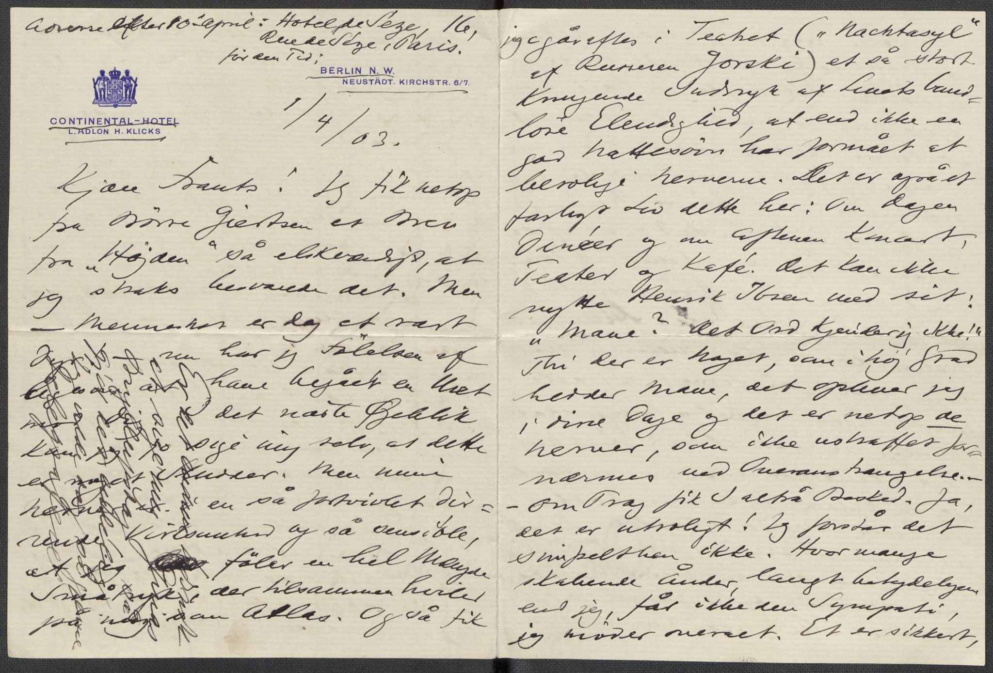 Beyer, Frants, RA/PA-0132/F/L0001: Brev fra Edvard Grieg til Frantz Beyer og "En del optegnelser som kan tjene til kommentar til brevene" av Marie Beyer, 1872-1907, s. 701