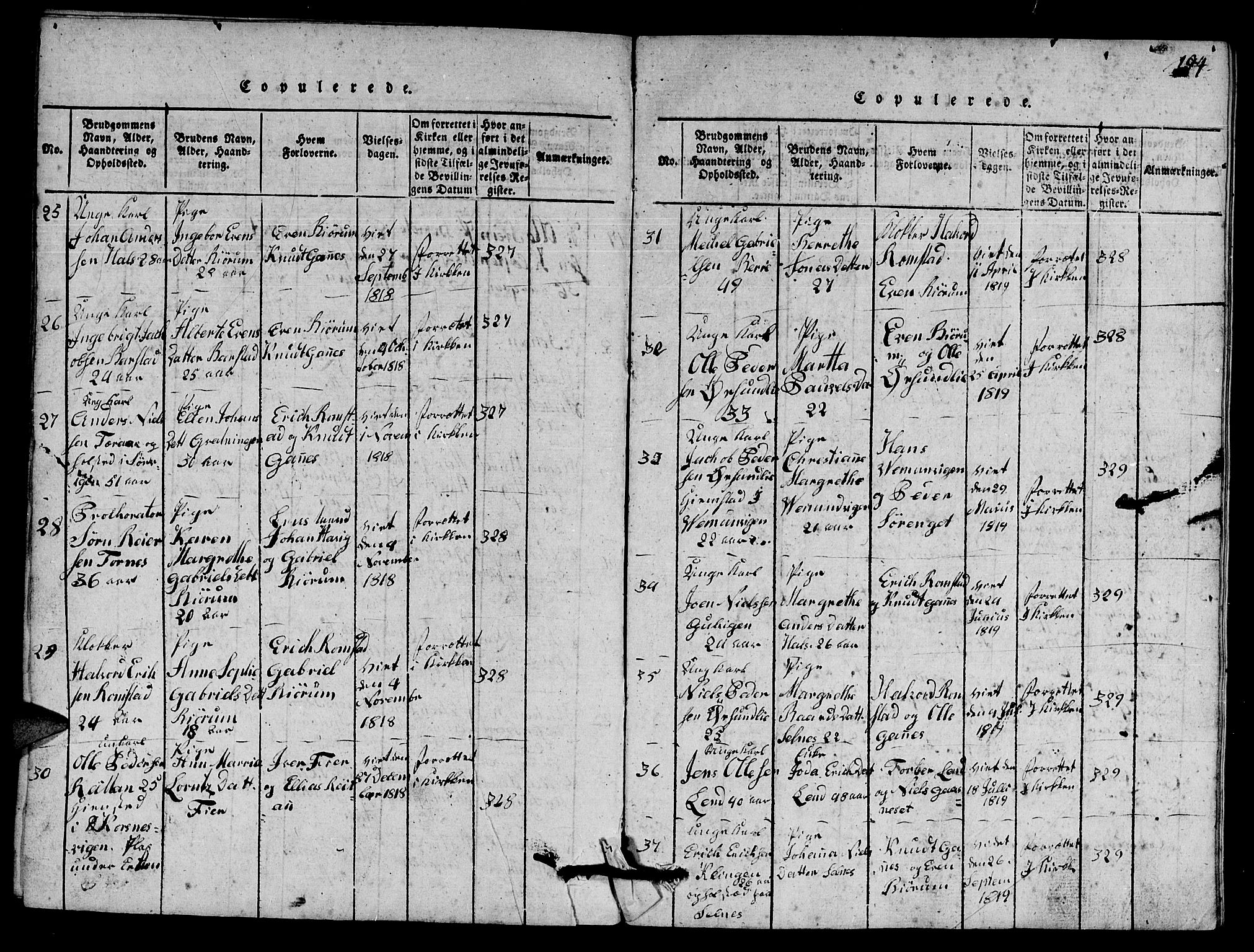 Ministerialprotokoller, klokkerbøker og fødselsregistre - Nord-Trøndelag, SAT/A-1458/770/L0590: Klokkerbok nr. 770C01, 1815-1824, s. 194