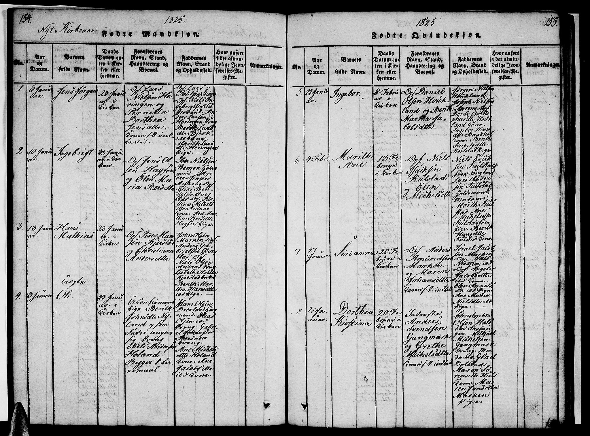 Ministerialprotokoller, klokkerbøker og fødselsregistre - Nordland, AV/SAT-A-1459/820/L0299: Klokkerbok nr. 820C01, 1820-1825, s. 154-155