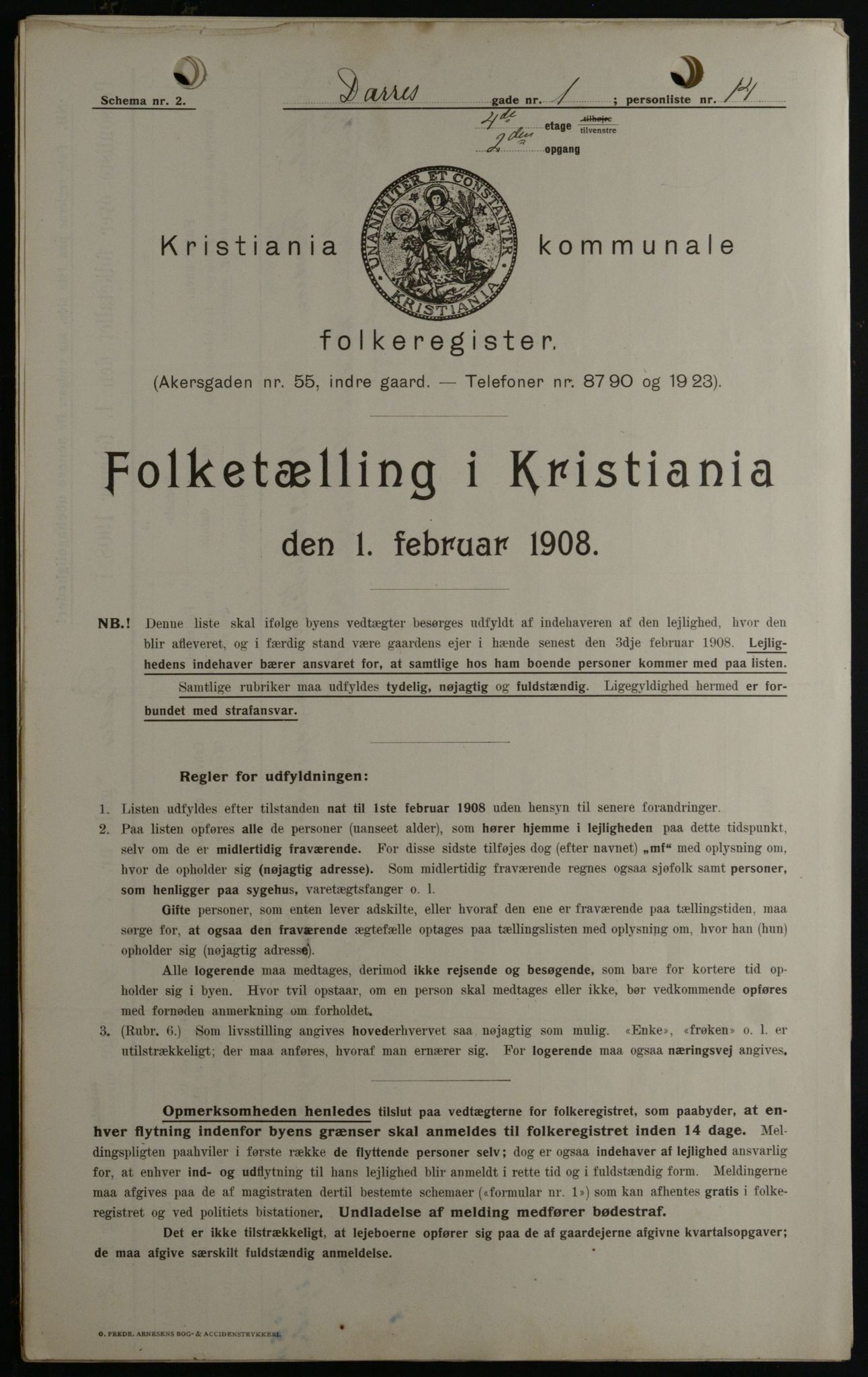 OBA, Kommunal folketelling 1.2.1908 for Kristiania kjøpstad, 1908, s. 14349