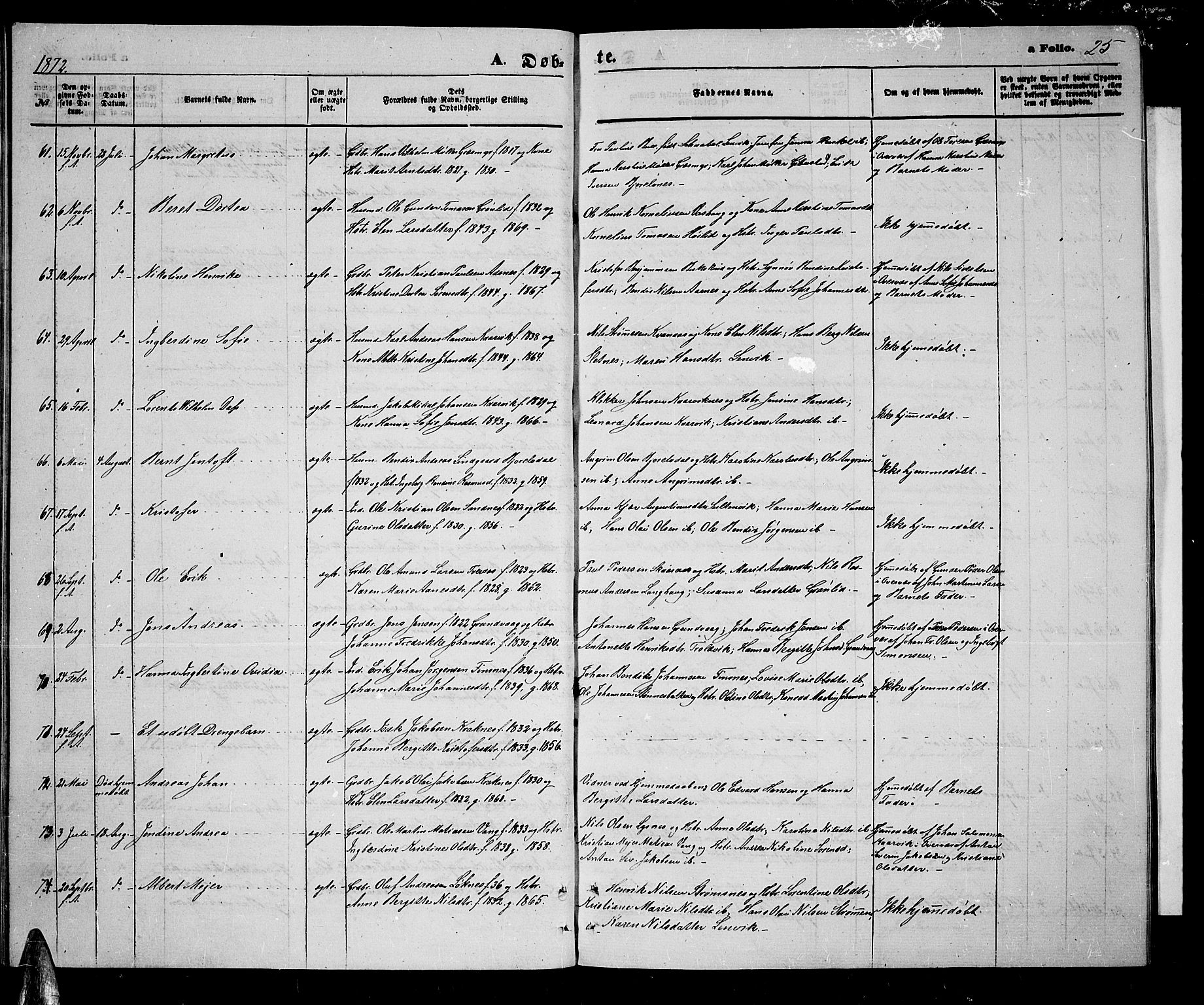 Lenvik sokneprestembete, AV/SATØ-S-1310/H/Ha/Hab/L0005klokker: Klokkerbok nr. 5, 1870-1880, s. 25