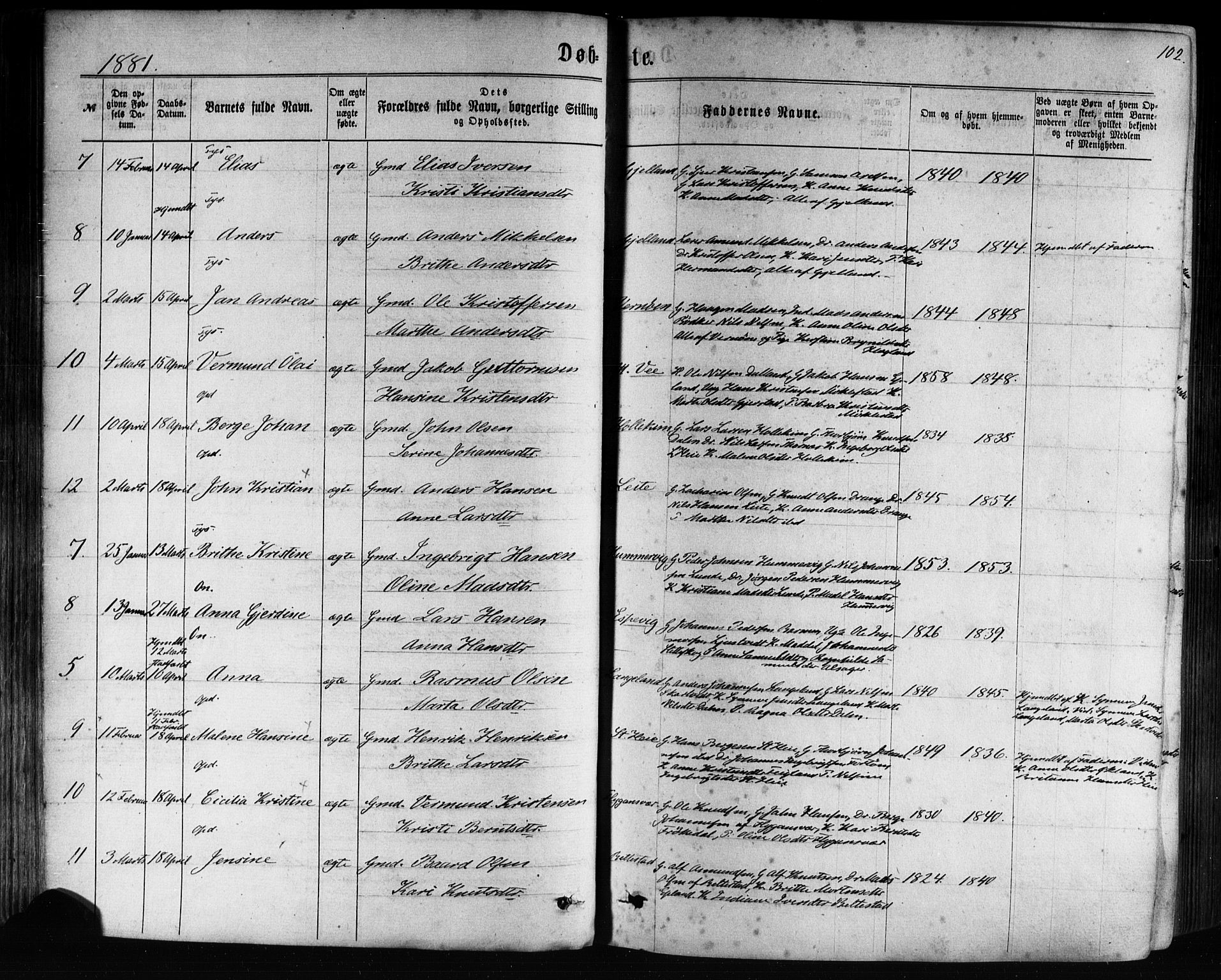 Tysnes sokneprestembete, AV/SAB-A-78601/H/Haa: Ministerialbok nr. A 12, 1872-1886, s. 102