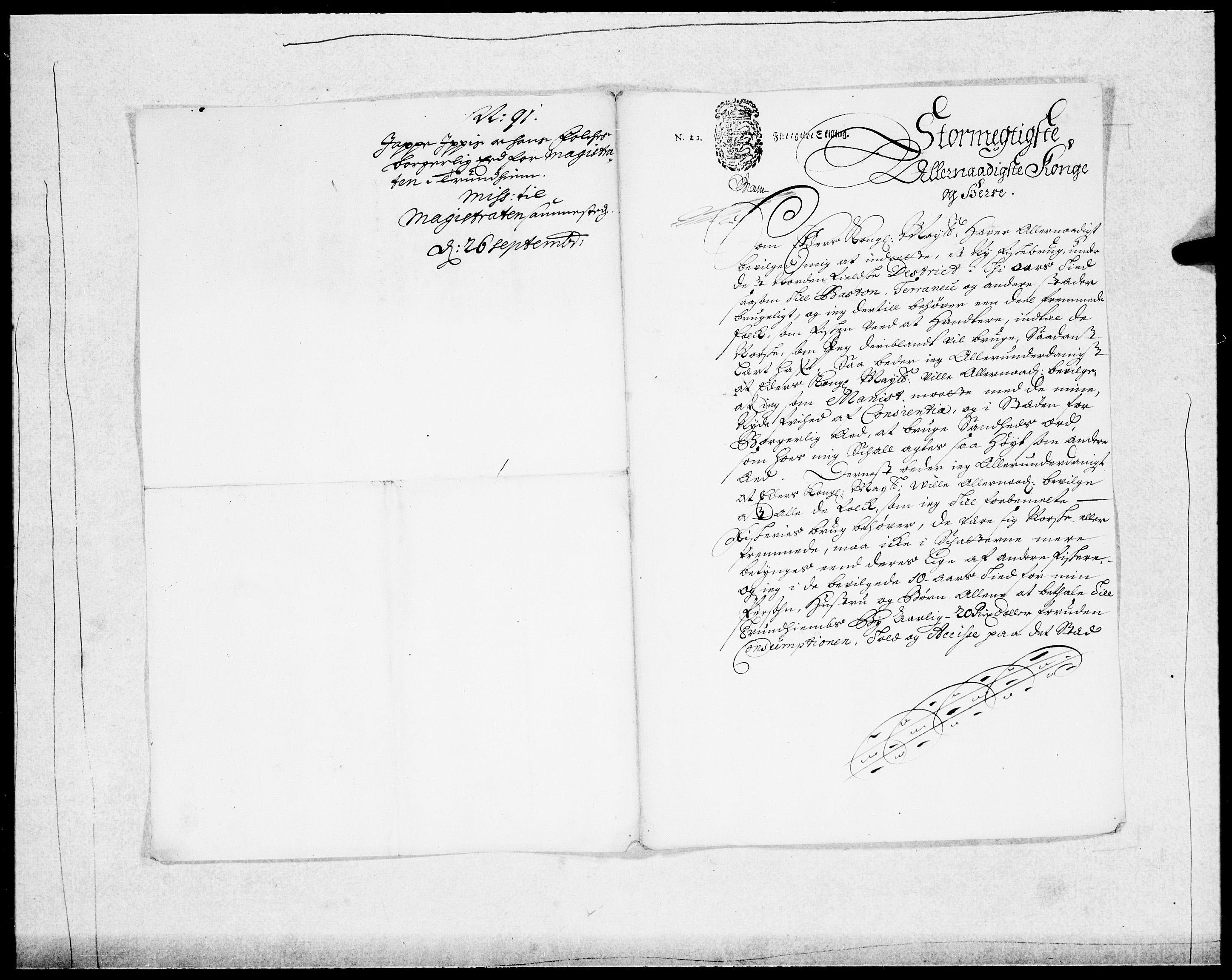 Danske Kanselli 1572-1799, AV/RA-EA-3023/F/Fc/Fcc/Fcca/L0044: Norske innlegg 1572-1799, 1690-1691, s. 377