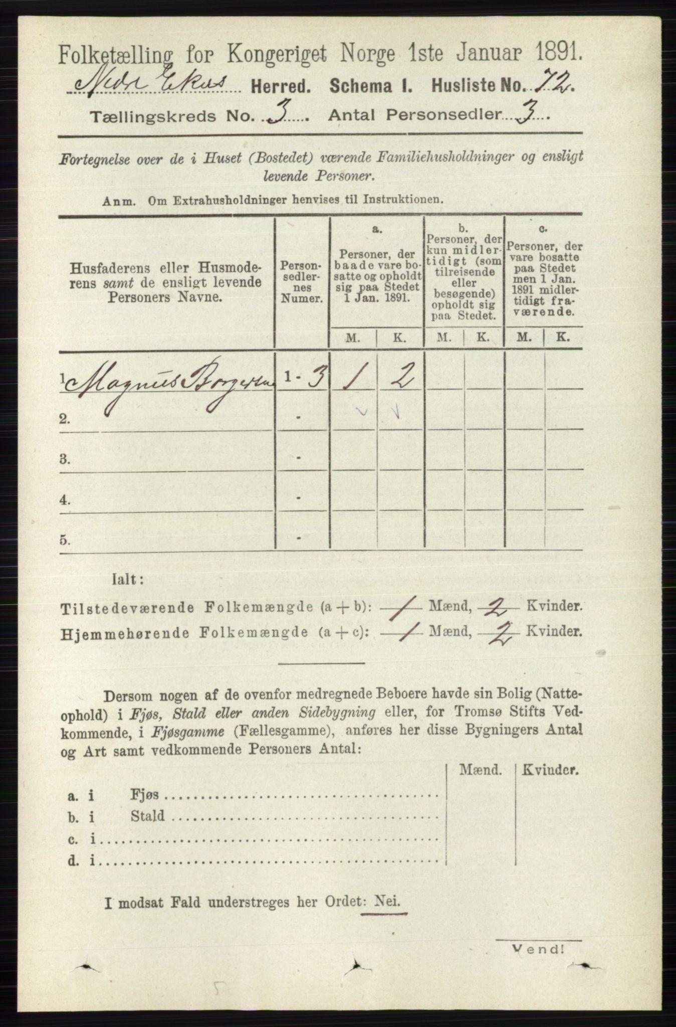 RA, Folketelling 1891 for 0625 Nedre Eiker herred, 1891, s. 1135
