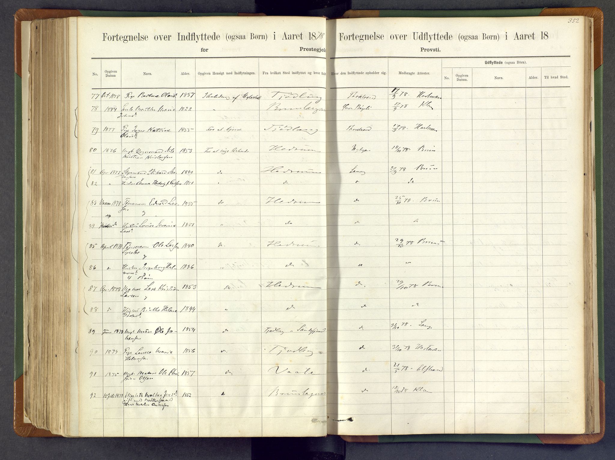 Larvik kirkebøker, AV/SAKO-A-352/F/Fa/L0007: Ministerialbok nr. I 7, 1871-1883, s. 352