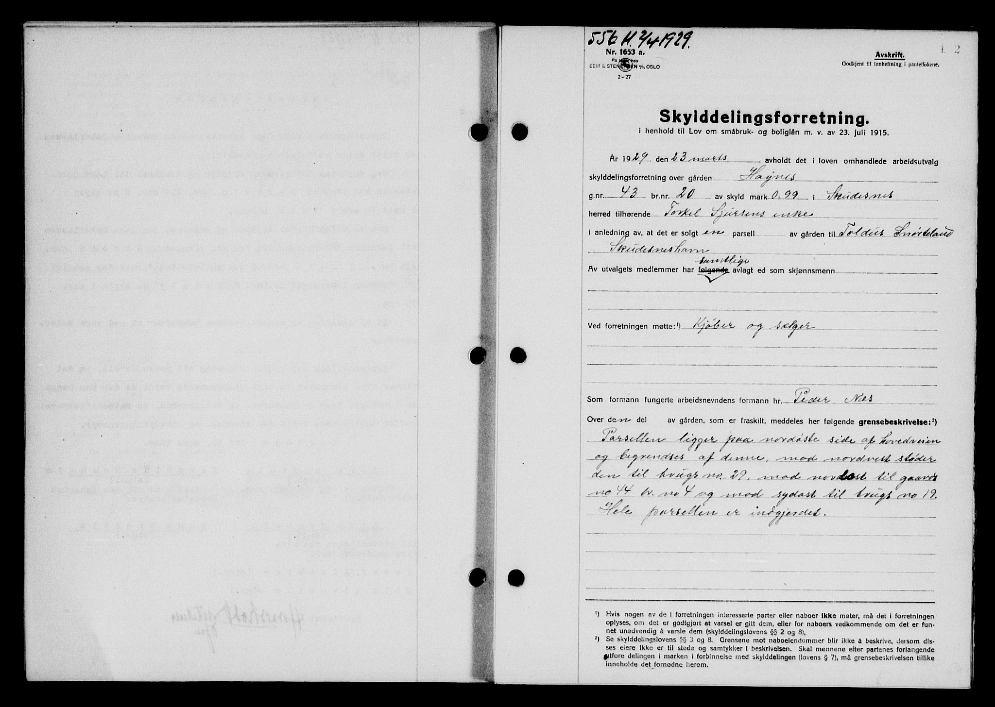 Karmsund sorenskriveri, SAST/A-100311/01/II/IIB/L0055: Pantebok nr. 36, 1929-1929, Tingl.dato: 02.04.1929