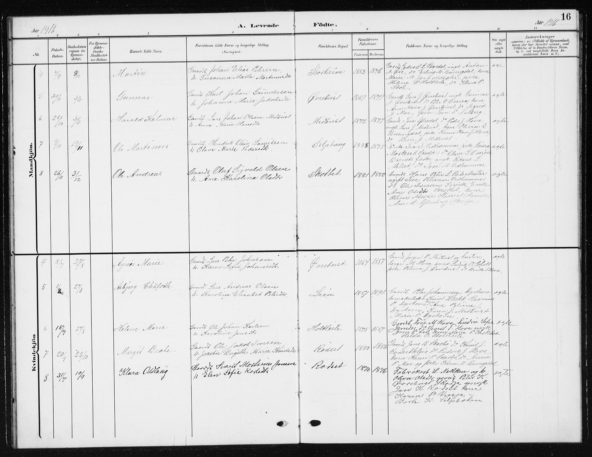 Ministerialprotokoller, klokkerbøker og fødselsregistre - Møre og Romsdal, AV/SAT-A-1454/521/L0303: Klokkerbok nr. 521C04, 1908-1943, s. 16