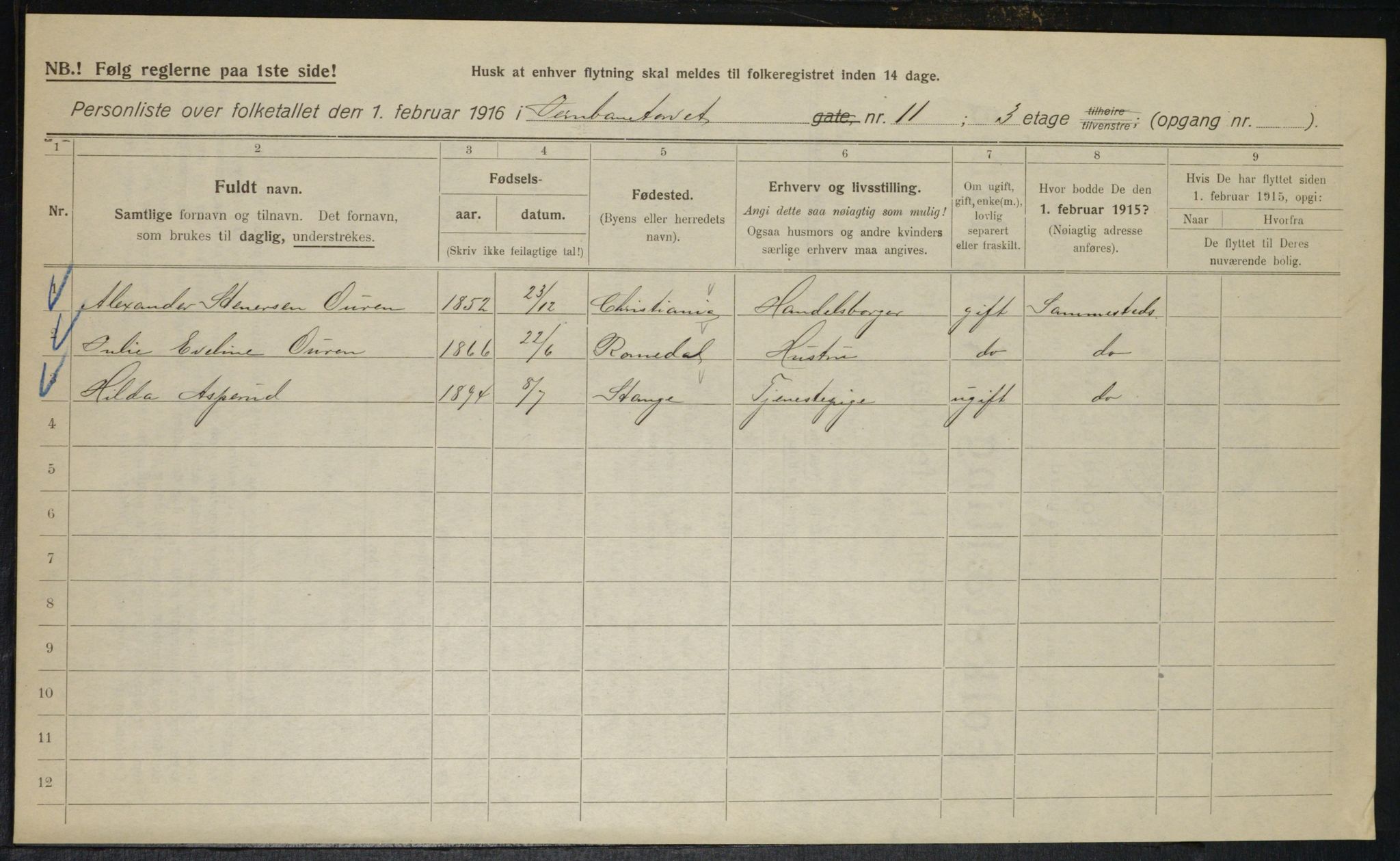 OBA, Kommunal folketelling 1.2.1916 for Kristiania, 1916, s. 48050