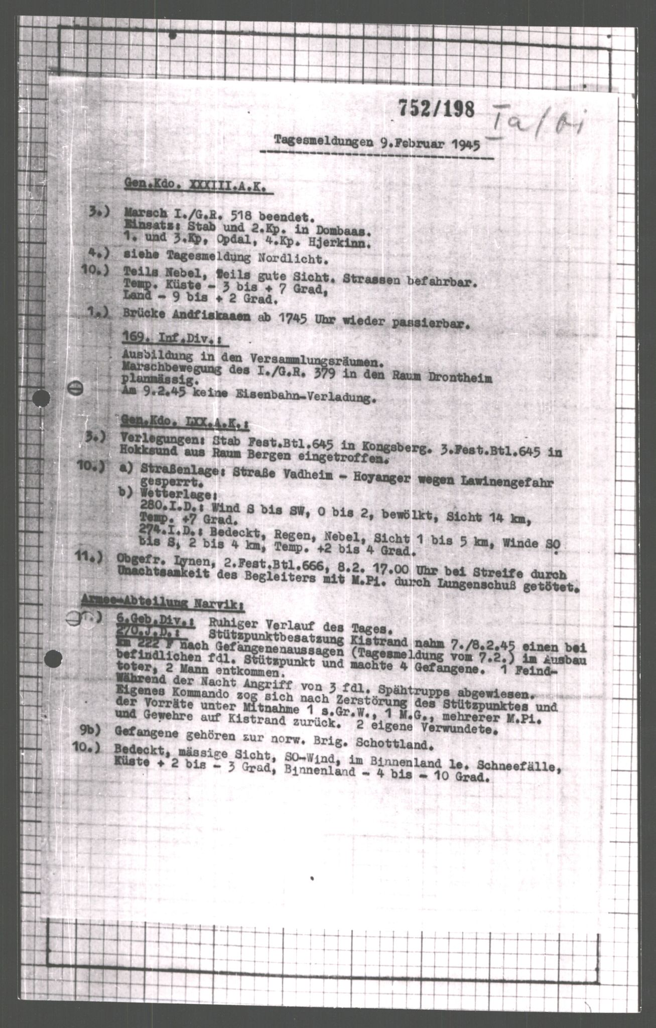 Forsvarets Overkommando. 2 kontor. Arkiv 11.4. Spredte tyske arkivsaker, AV/RA-RAFA-7031/D/Dar/Dara/L0007: Krigsdagbøker for 20. Gebirgs-Armee-Oberkommando (AOK 20), 1945, s. 284