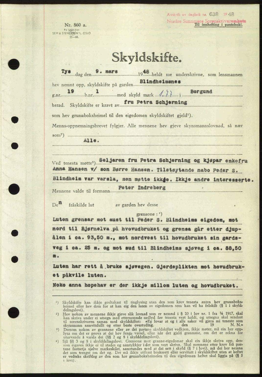 Nordre Sunnmøre sorenskriveri, AV/SAT-A-0006/1/2/2C/2Ca: Pantebok nr. A27, 1948-1948, Dagboknr: 638/1948