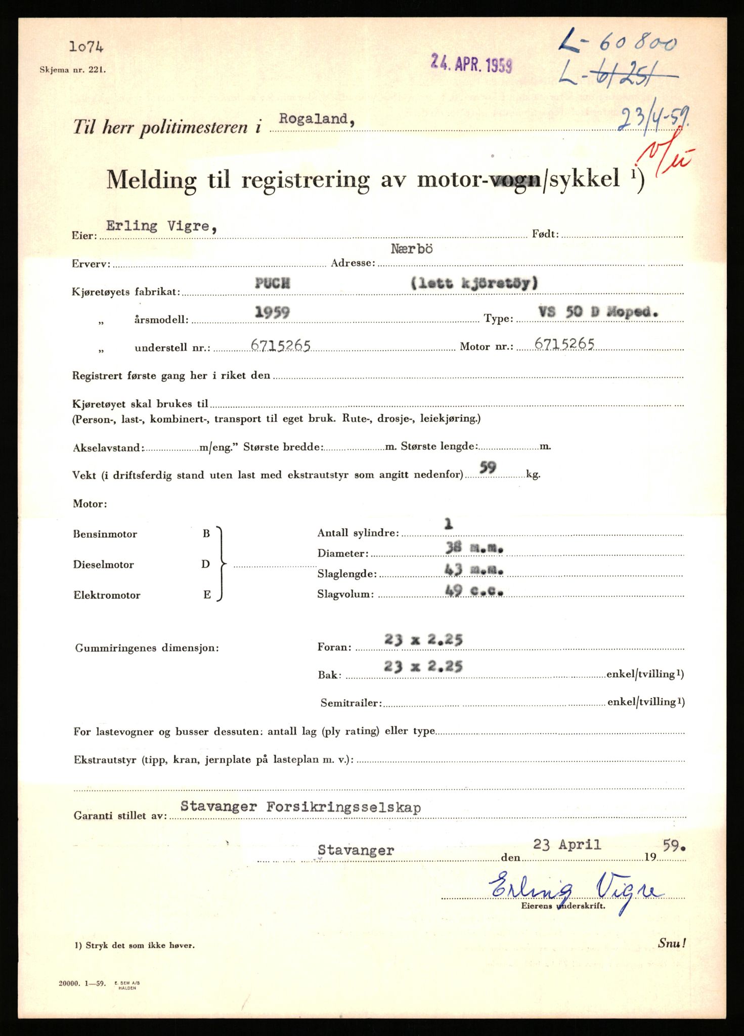 Stavanger trafikkstasjon, SAST/A-101942/0/F/L0060: L-60700 - L-61299, 1930-1971, s. 337