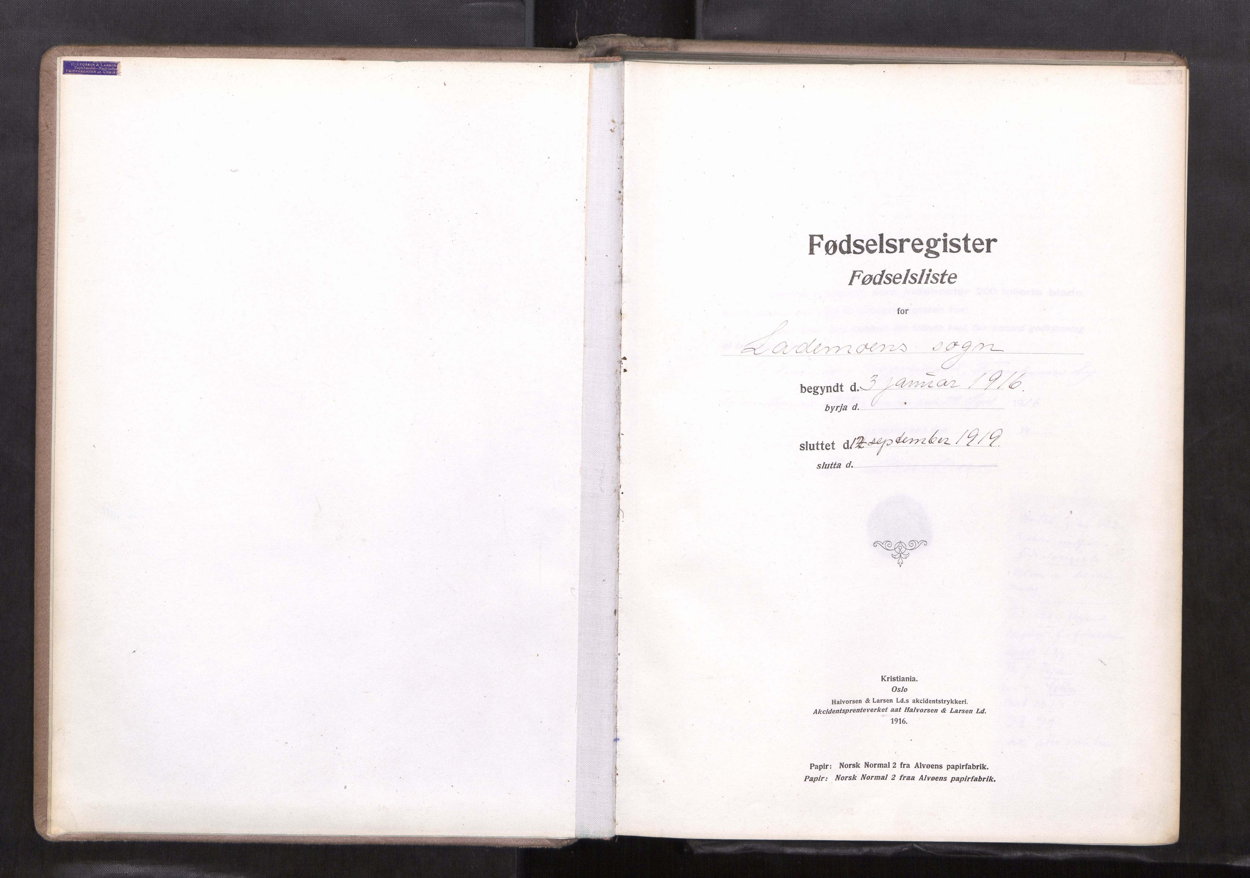 Ministerialprotokoller, klokkerbøker og fødselsregistre - Sør-Trøndelag, SAT/A-1456/605/L0265: Fødselsregister nr. 605---, 1916-1919