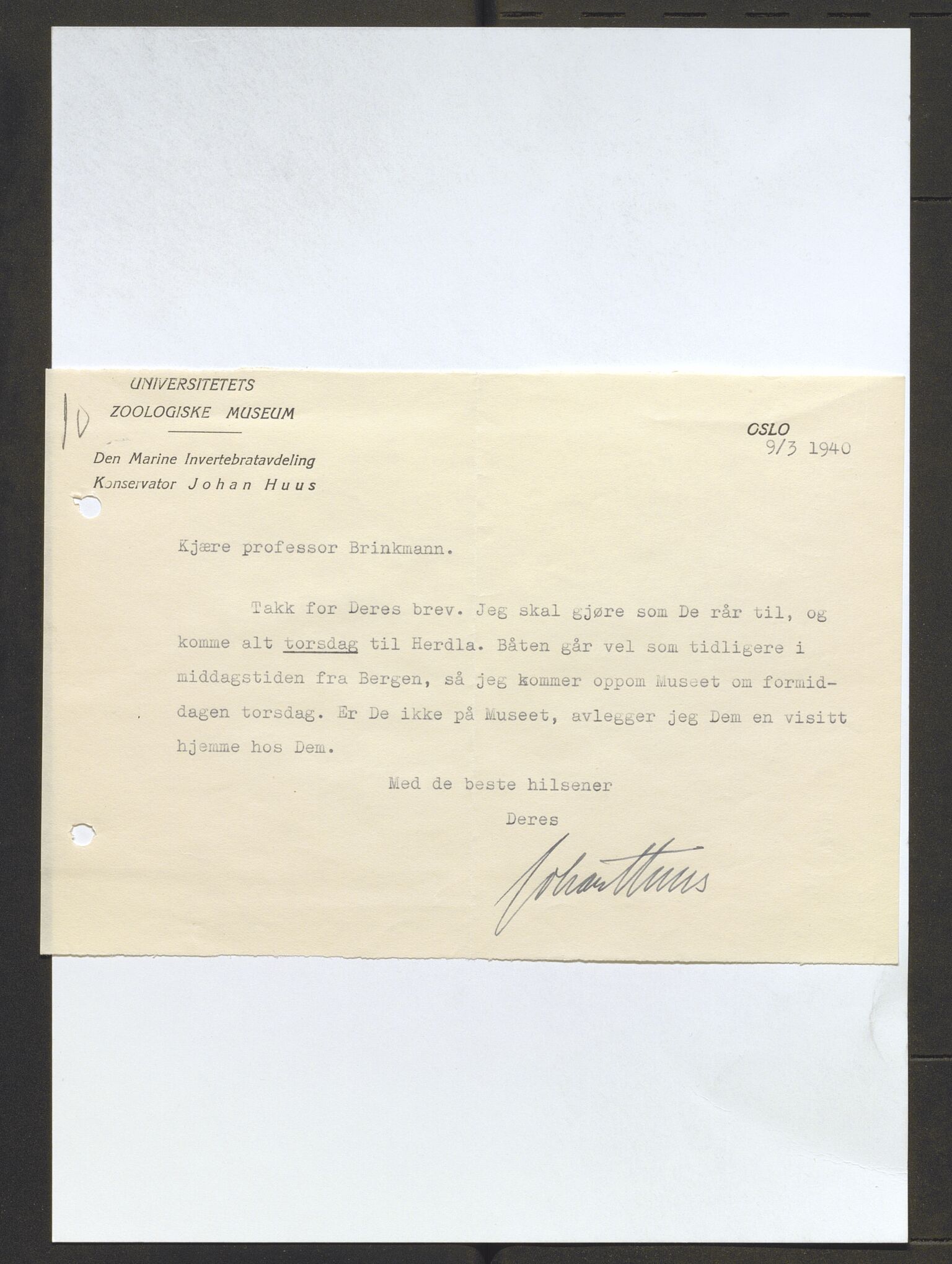 Bergens Museum, AV/SAB-A-17301/13/D/L0002: Korrespondanse , 1928-1940, s. 544