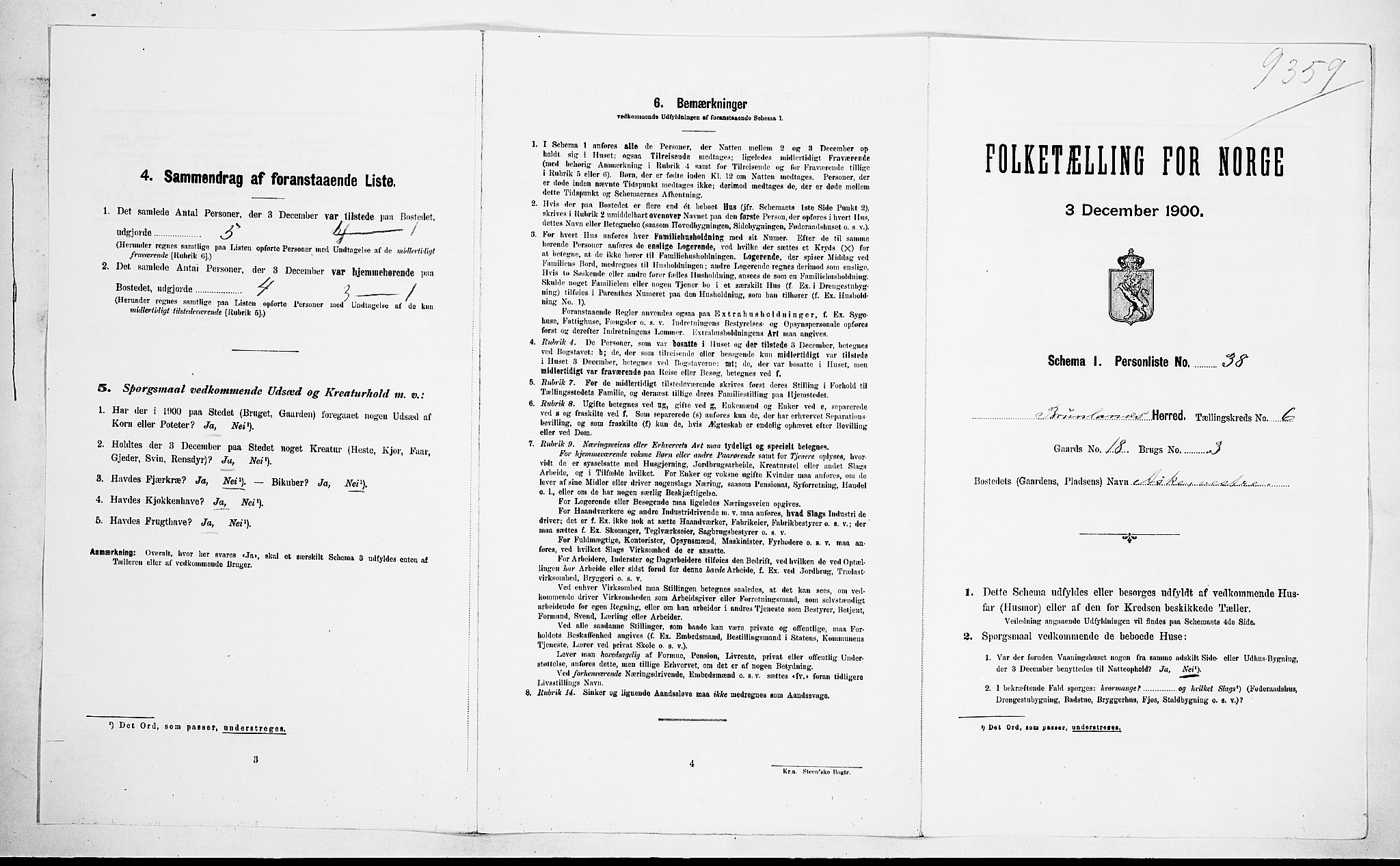 RA, Folketelling 1900 for 0726 Brunlanes herred, 1900, s. 930