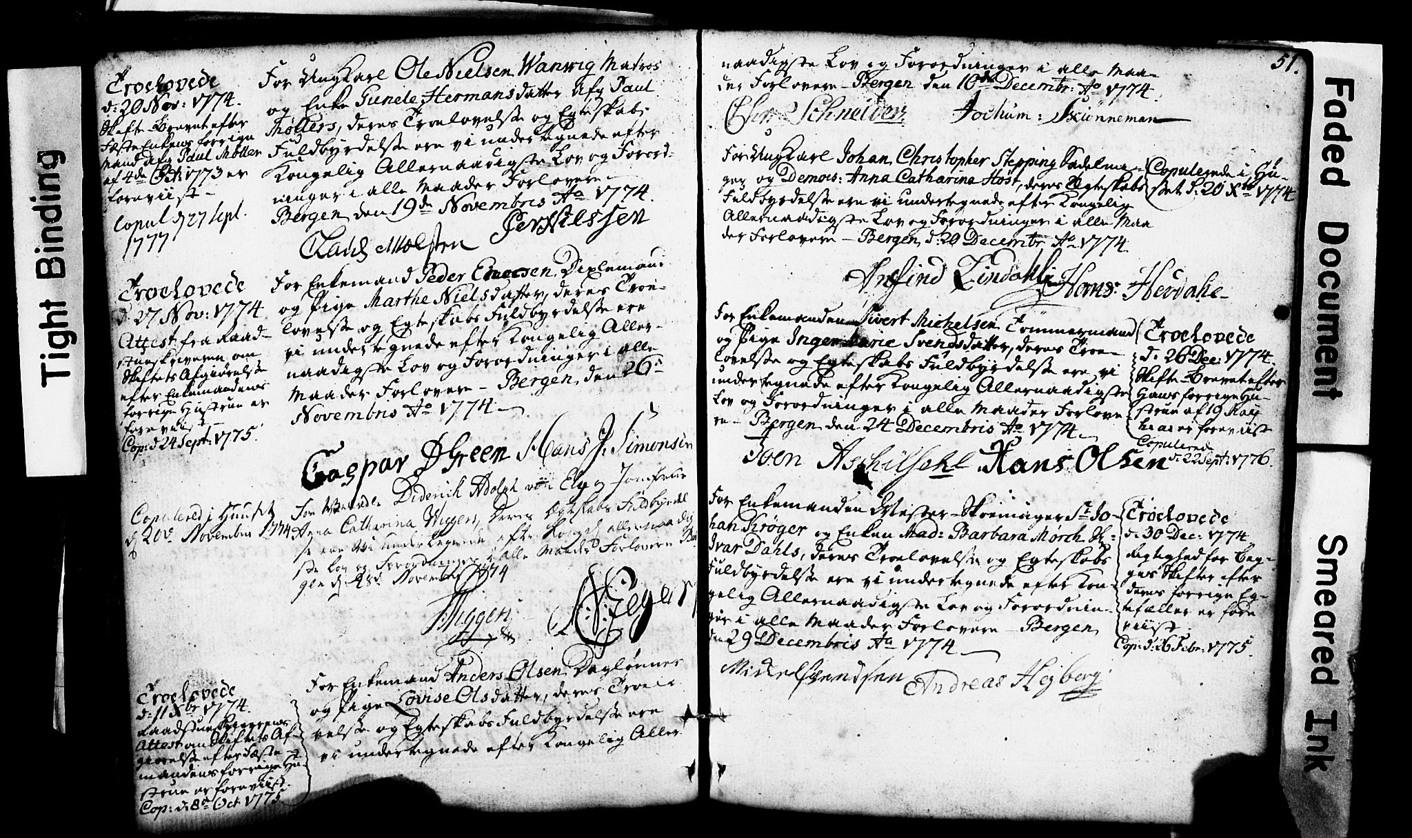 Domkirken sokneprestembete, SAB/A-74801: Forlovererklæringer nr. II.5.1, 1767-1792, s. 51