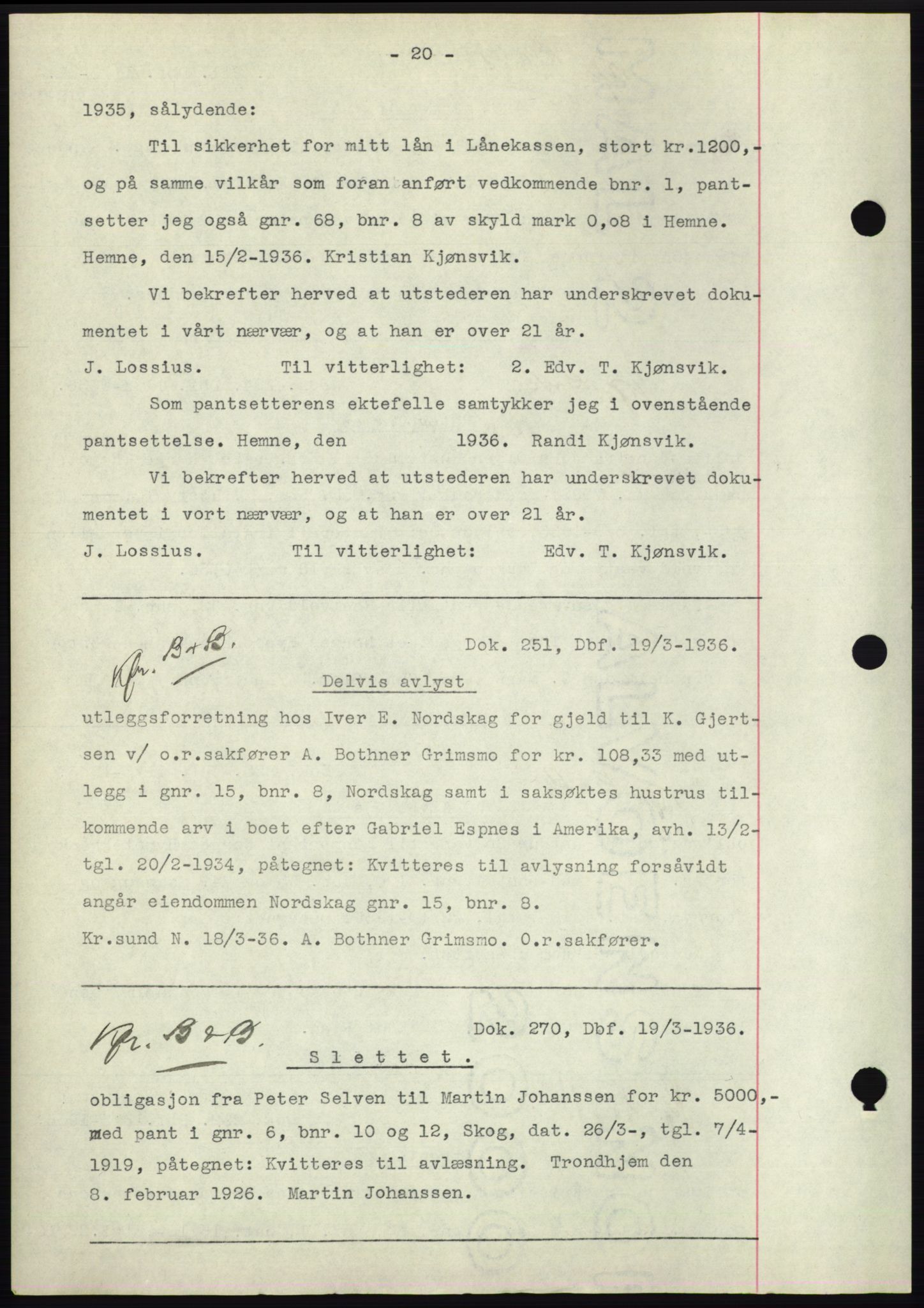 Hitra sorenskriveri, AV/SAT-A-0018/2/2C/2Ca: Pantebok nr. C1, 1936-1945, Dagboknr: 251/1936