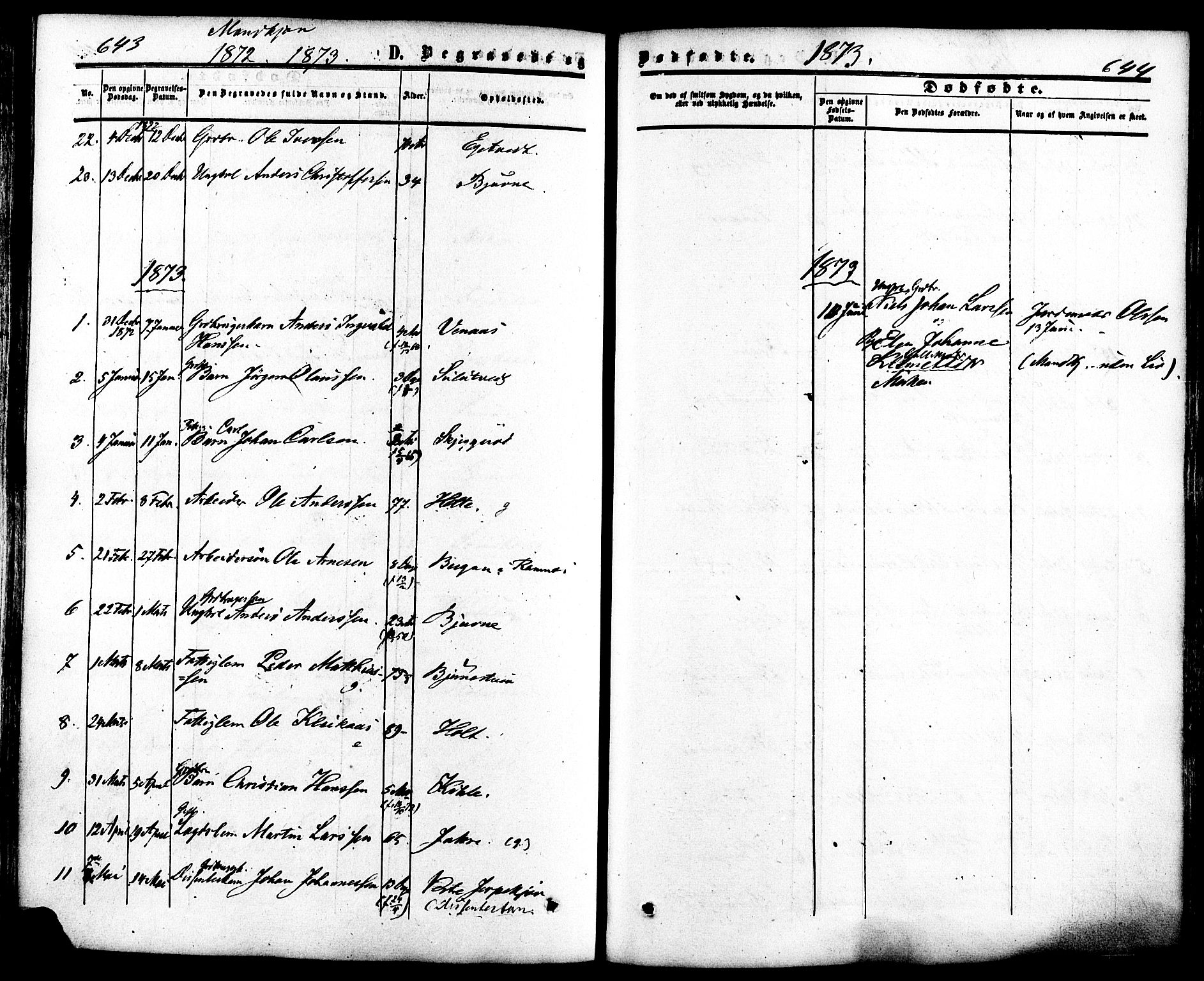Ramnes kirkebøker, SAKO/A-314/F/Fa/L0006: Ministerialbok nr. I 6, 1862-1877, s. 643-644