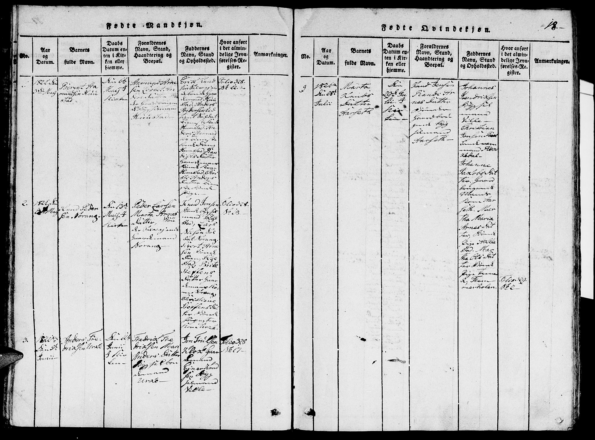 Ministerialprotokoller, klokkerbøker og fødselsregistre - Møre og Romsdal, SAT/A-1454/515/L0207: Ministerialbok nr. 515A03, 1819-1829, s. 18