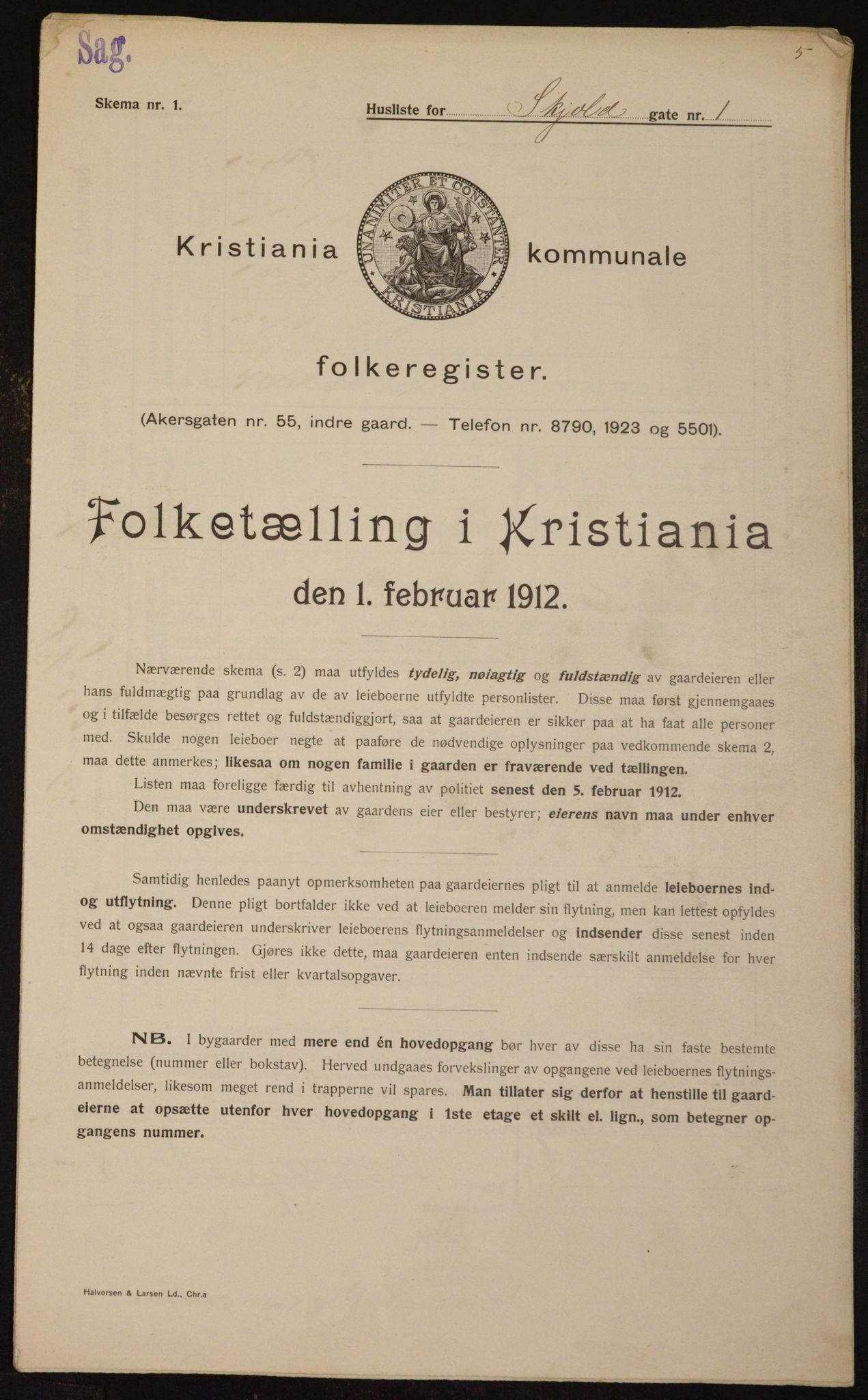 OBA, Kommunal folketelling 1.2.1912 for Kristiania, 1912, s. 96448