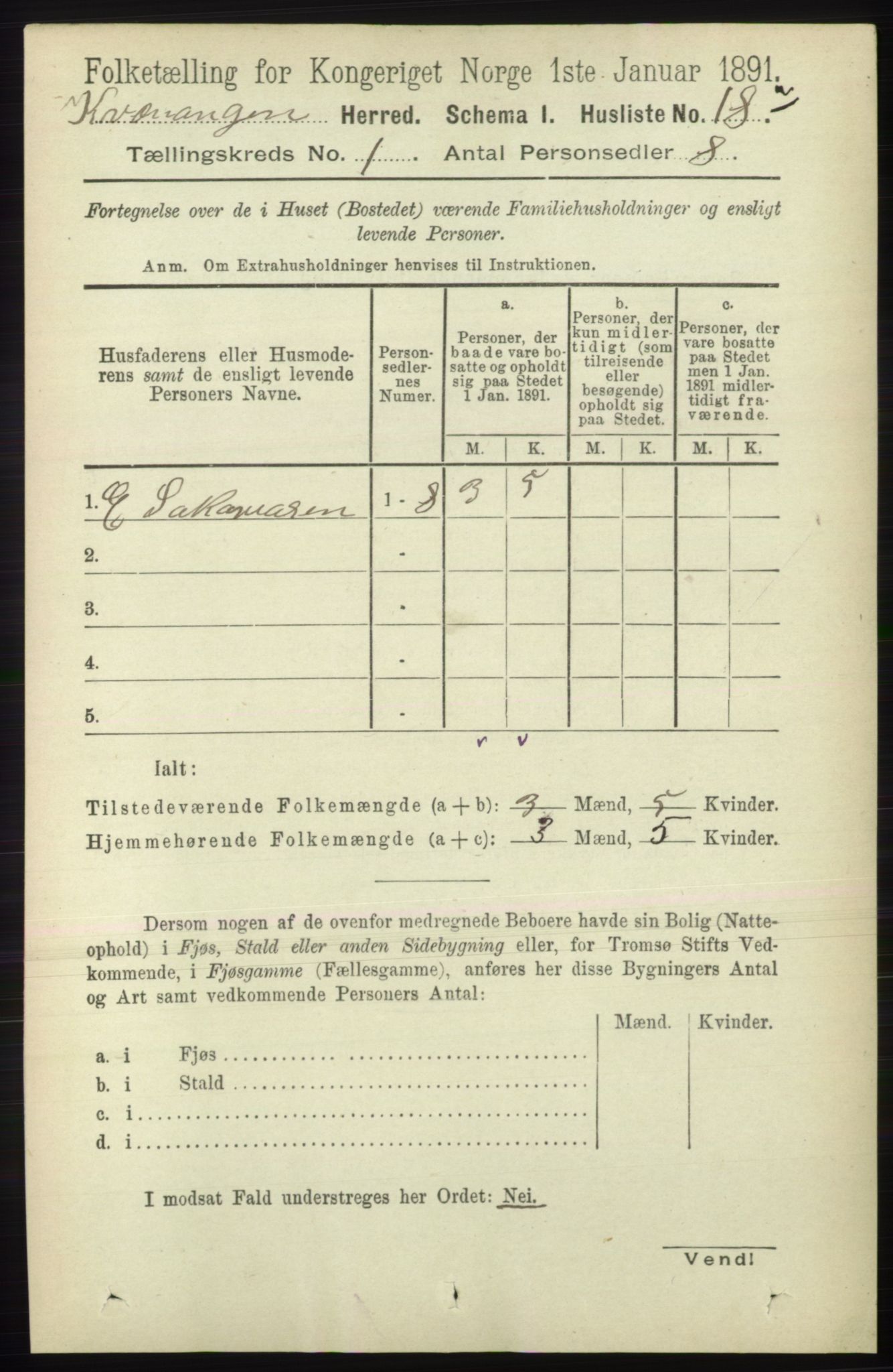 RA, Folketelling 1891 for 1943 Kvænangen herred, 1891, s. 31