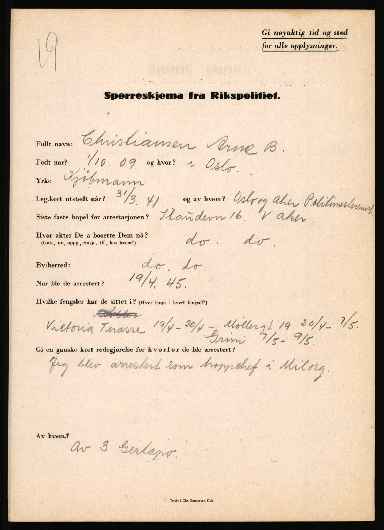 Rikspolitisjefen, AV/RA-S-1560/L/L0009: Karlsen, Aksel Emanuel - Kristiansen, Øivind Vetre, 1940-1945, s. 979